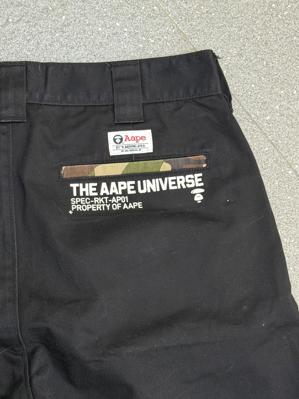 AAPE "APUNVS" Black Cargo Shorts
