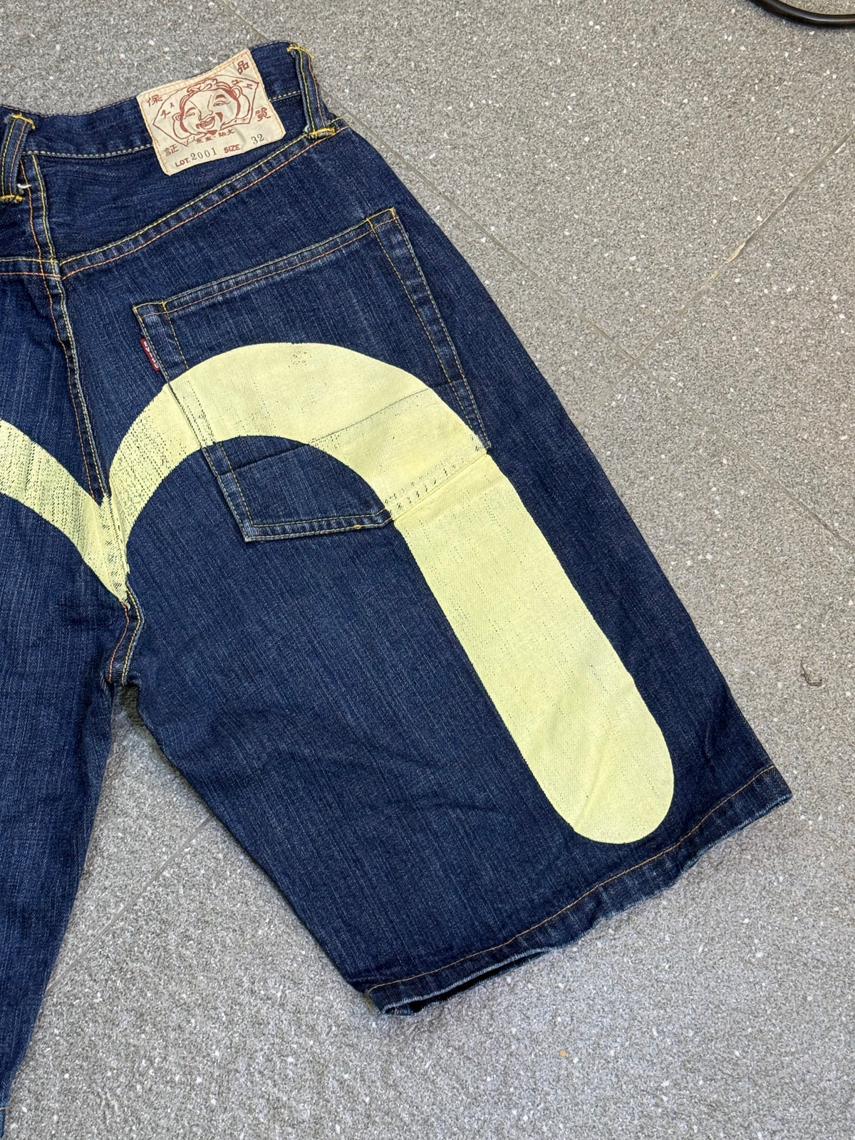 Evisu White Daicock Denim Jorts