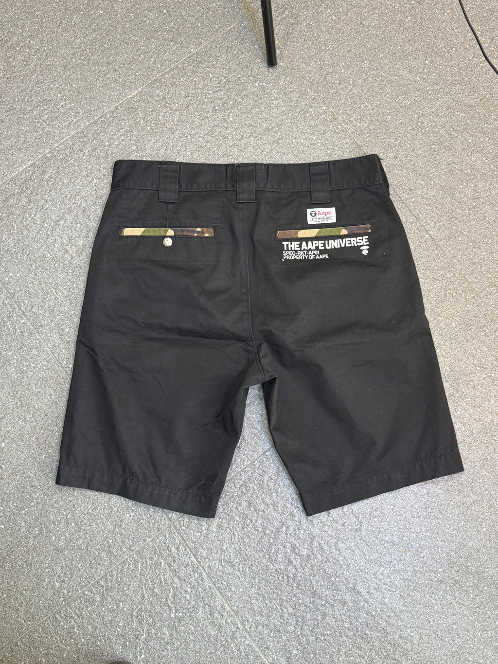 AAPE "APUNVS" Black Cargo Shorts