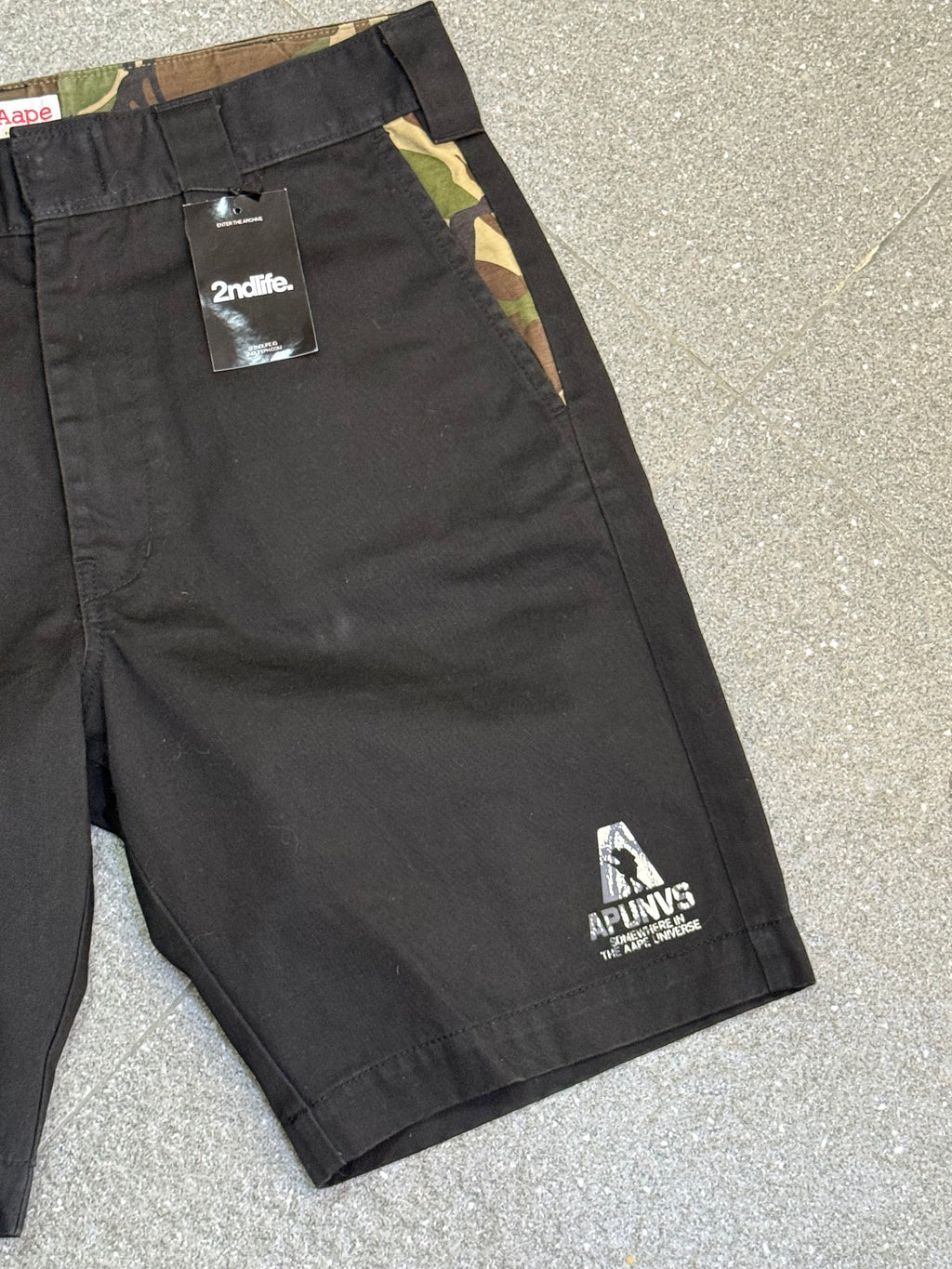 AAPE "APUNVS" Black Cargo Shorts