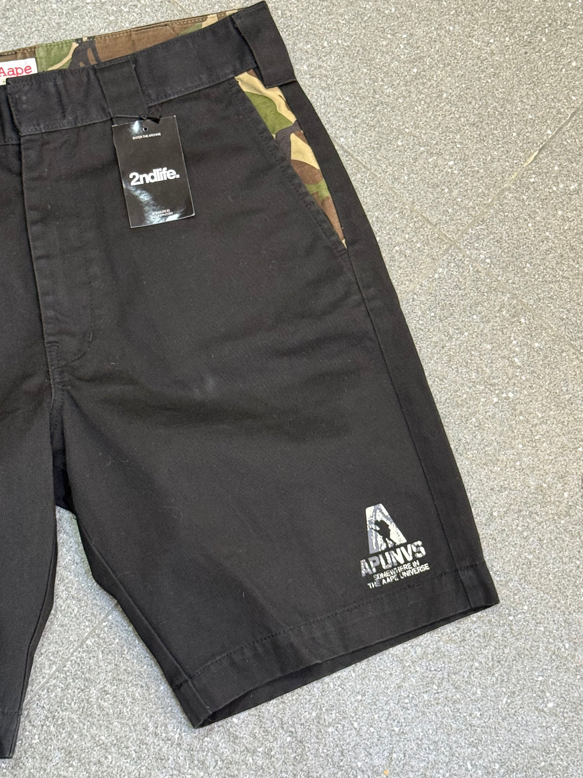 AAPE "APUNVS" Black Cargo Shorts