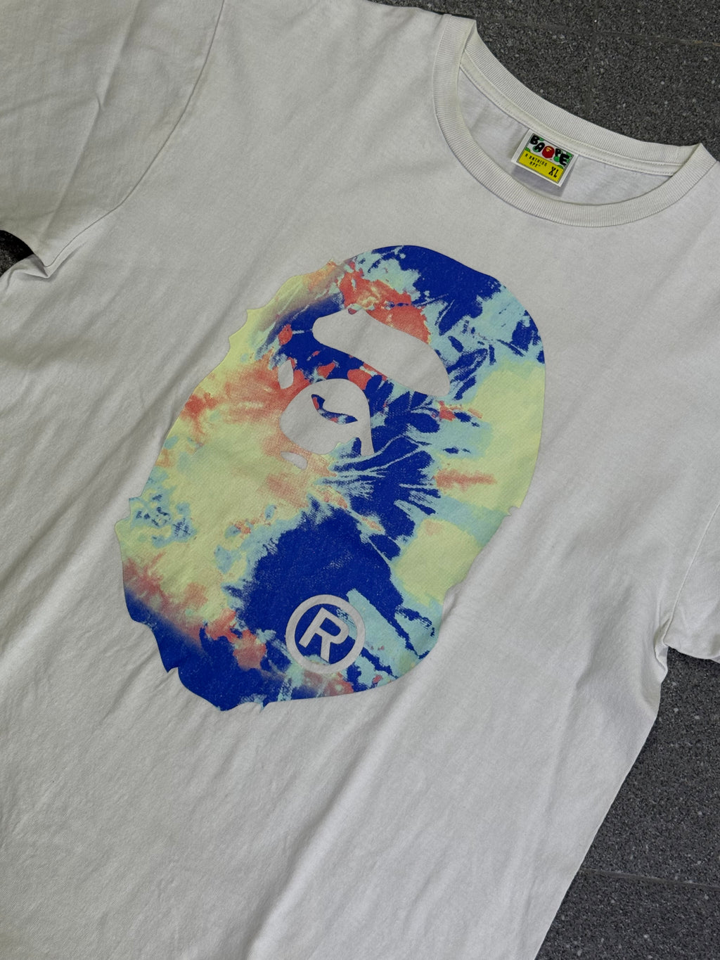 A Bathing Ape Tie Dye Big Head Mirror Tee