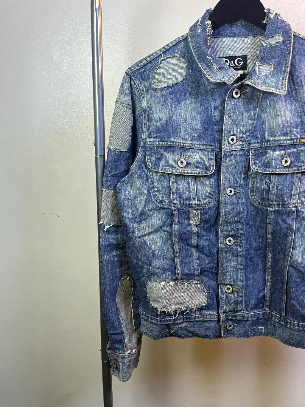 Dolce and Gabbana Distressed Patchwork Denim Jacket
