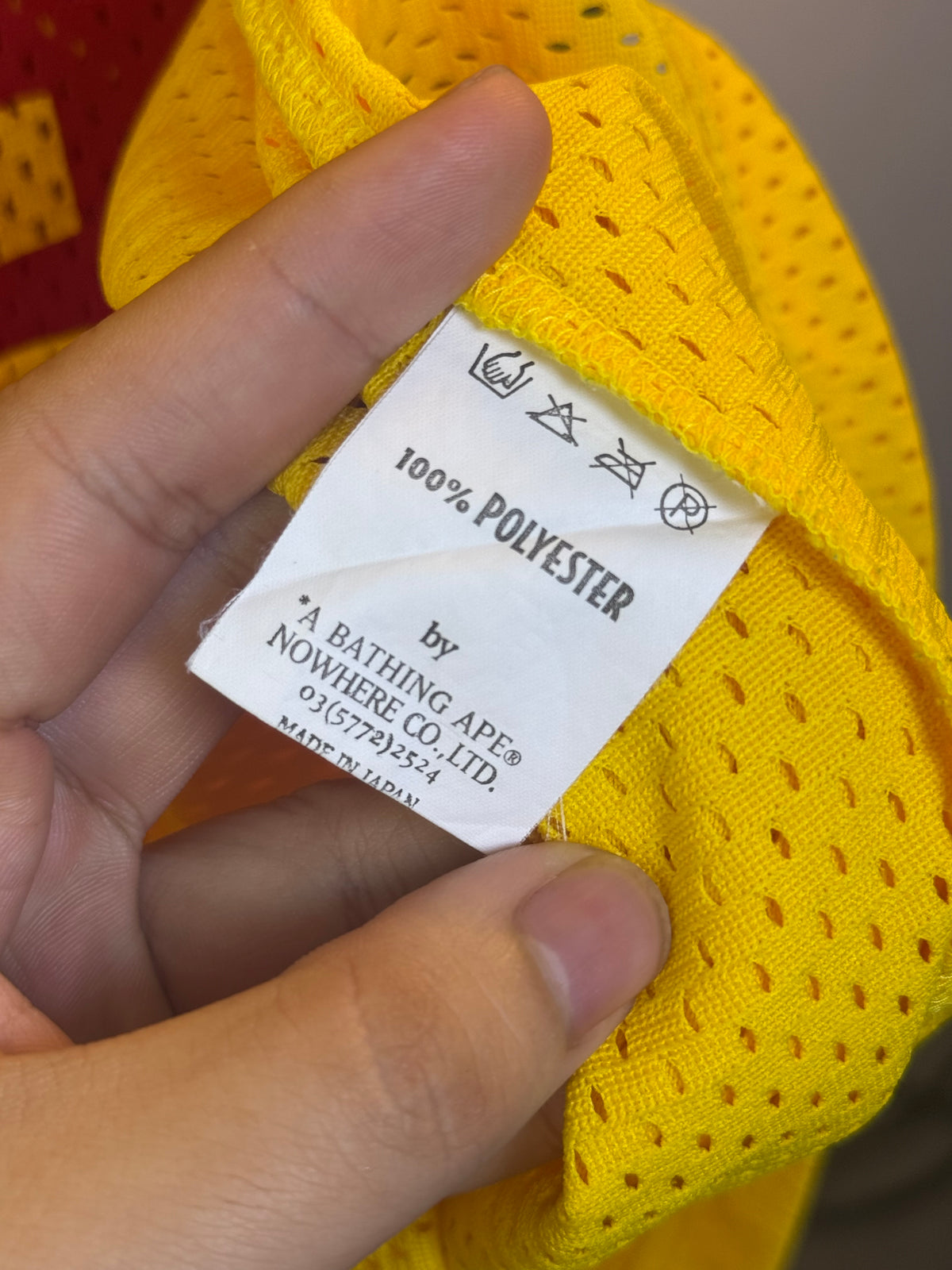 Vintage A Bathing Ape Cycles Yellow Mesh Longsleeve