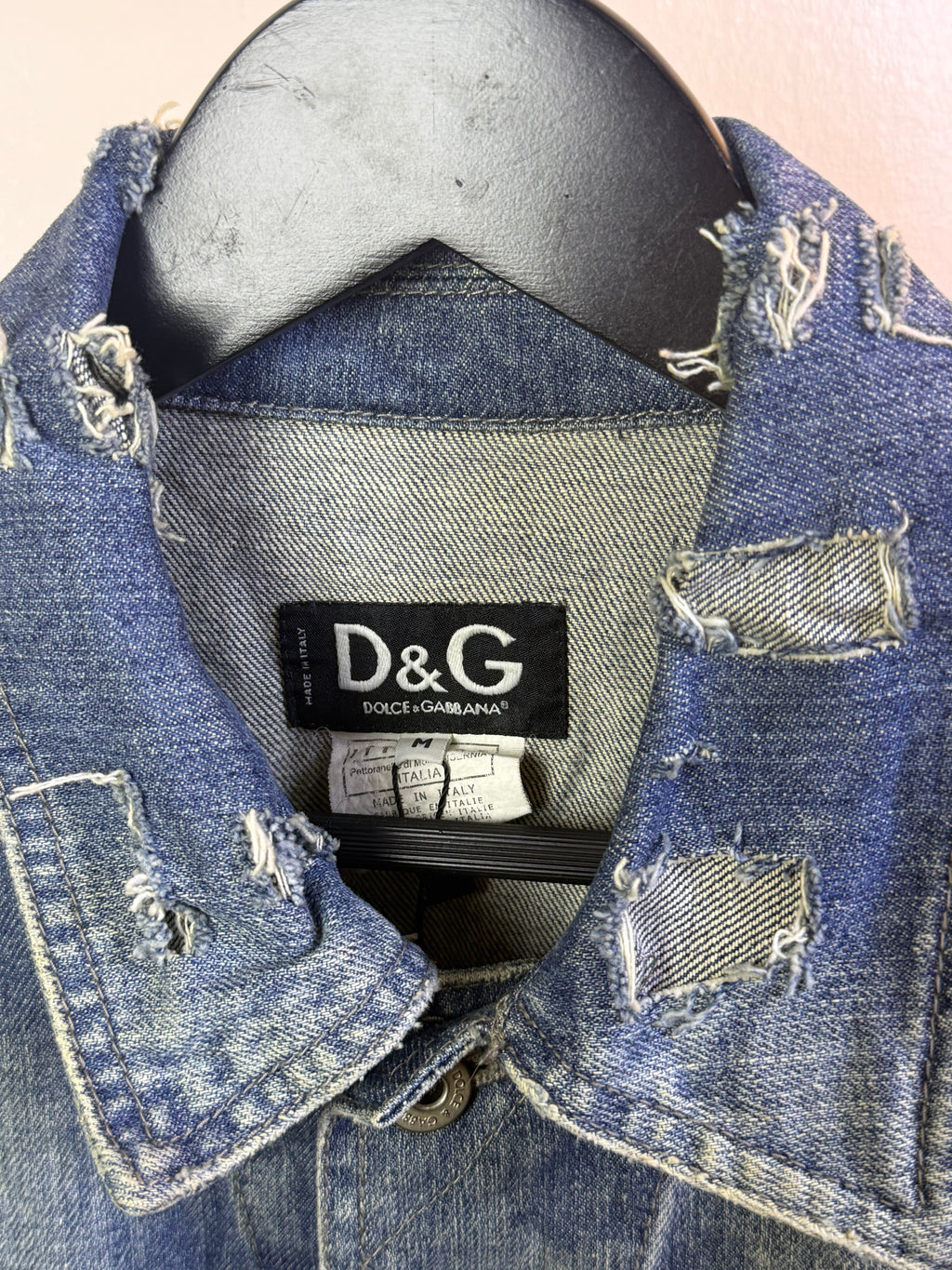 Dolce and Gabbana Distressed Patchwork Denim Jacket