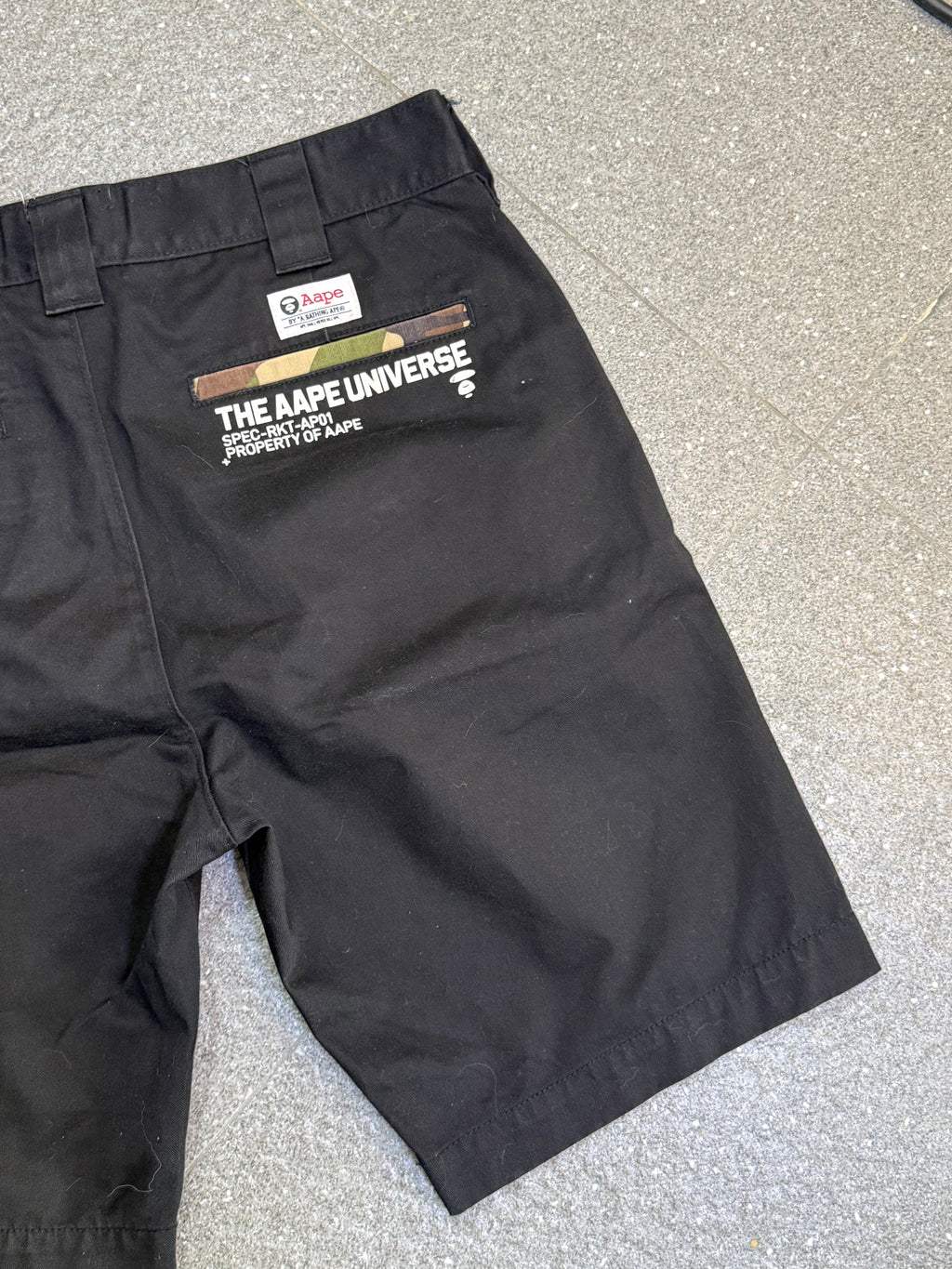 AAPE "APUNVS" Black Cargo Shorts