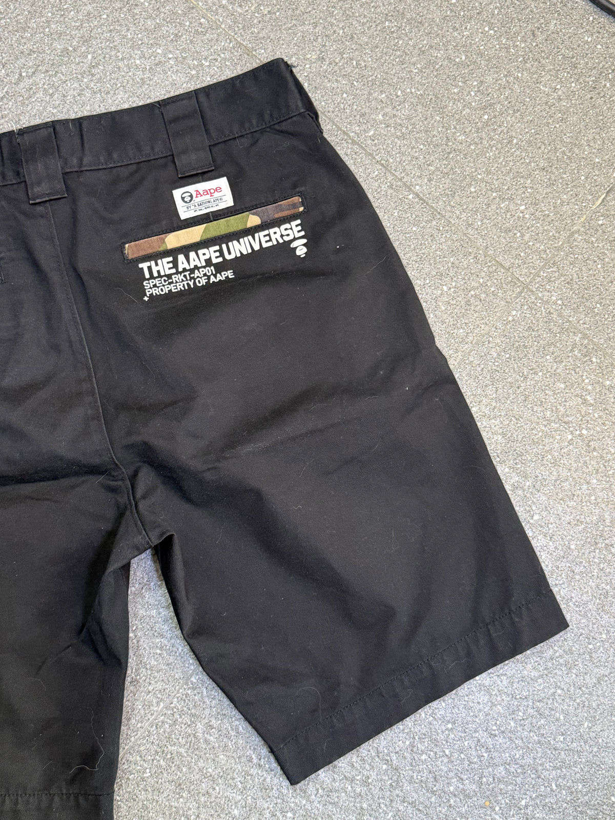 AAPE "APUNVS" Black Cargo Shorts