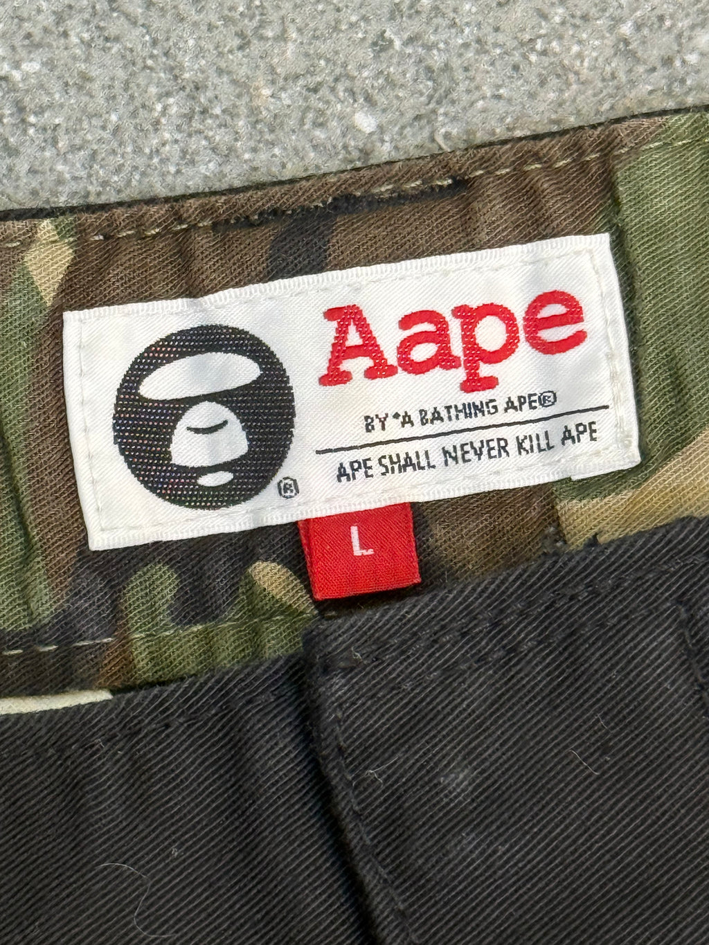 AAPE "APUNVS" Black Cargo Shorts