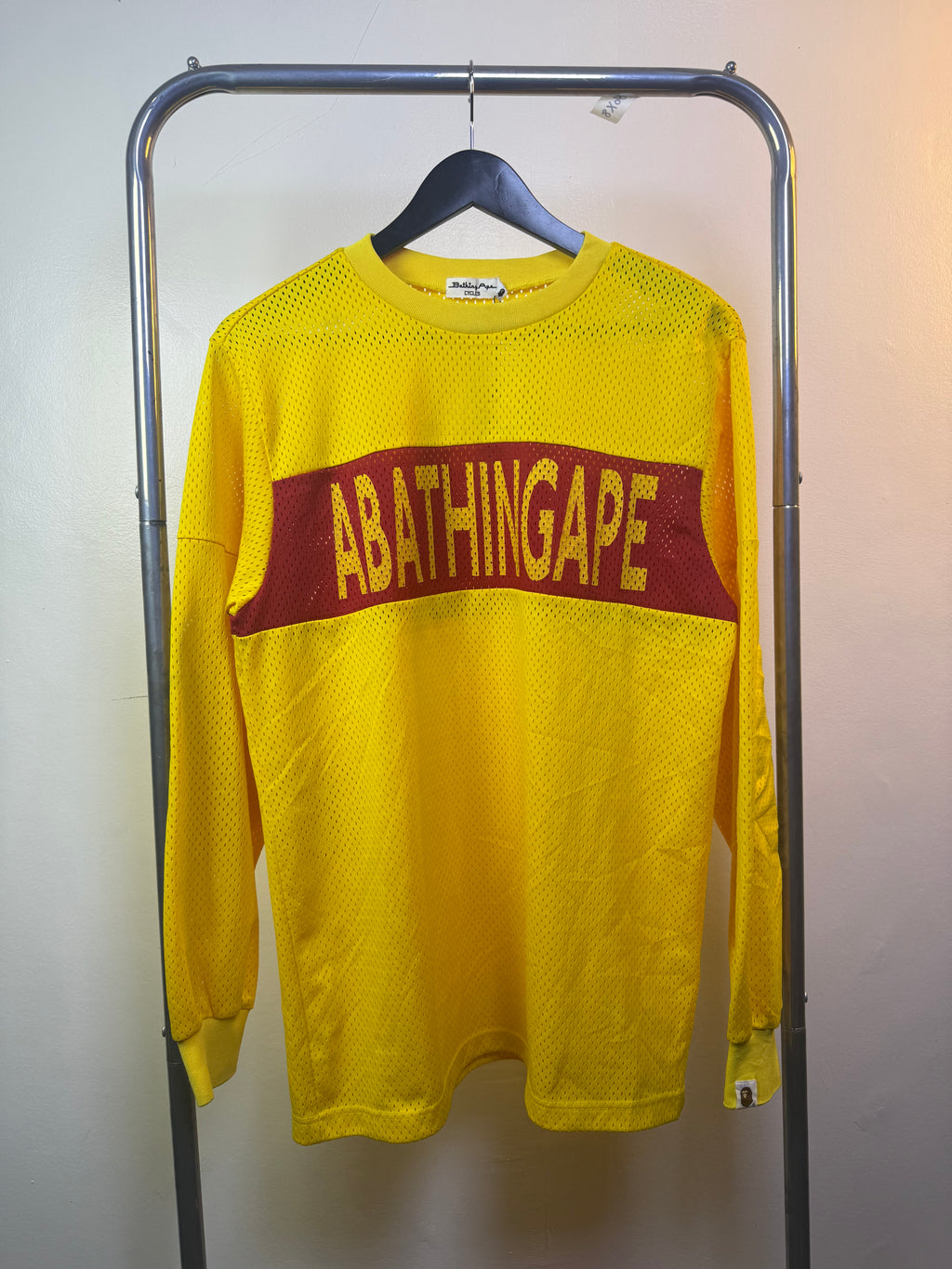 Vintage A Bathing Ape Cycles Yellow Mesh Longsleeve