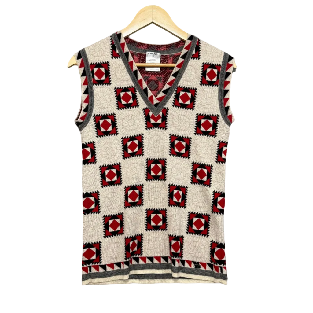 CHANEL Runway FW 2007 Multicolor Cashmere Vest - Size S