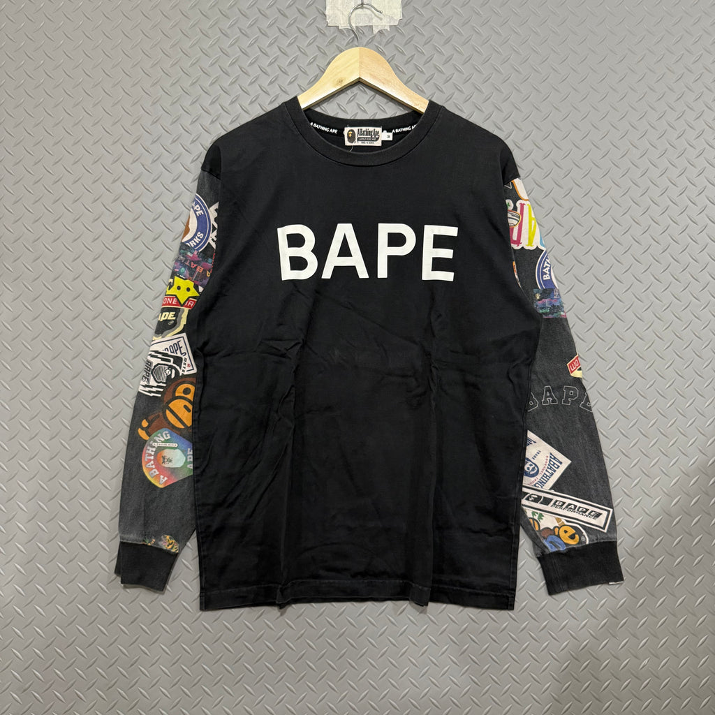 A Bathing Ape Multi Motif Longsleeve Tee - Size M