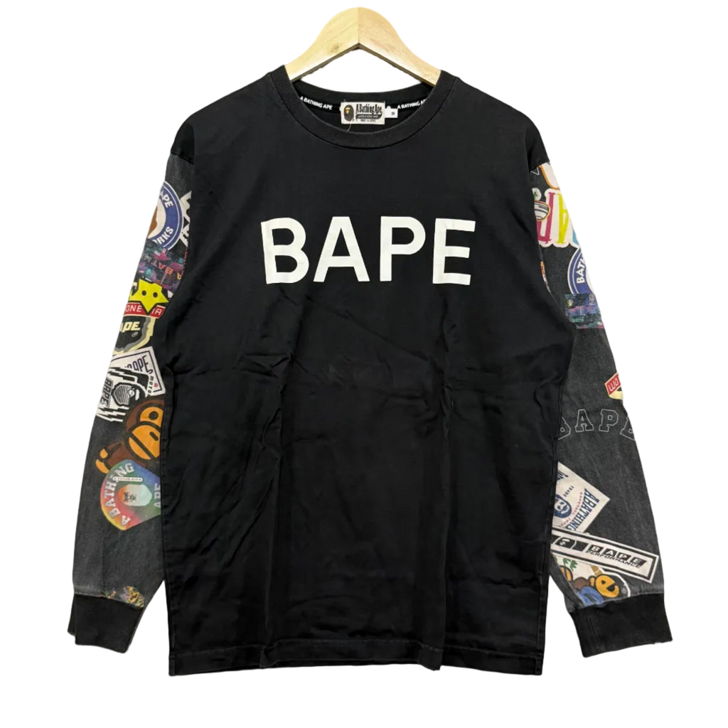 A Bathing Ape Multi Motif Longsleeve Tee - Size M