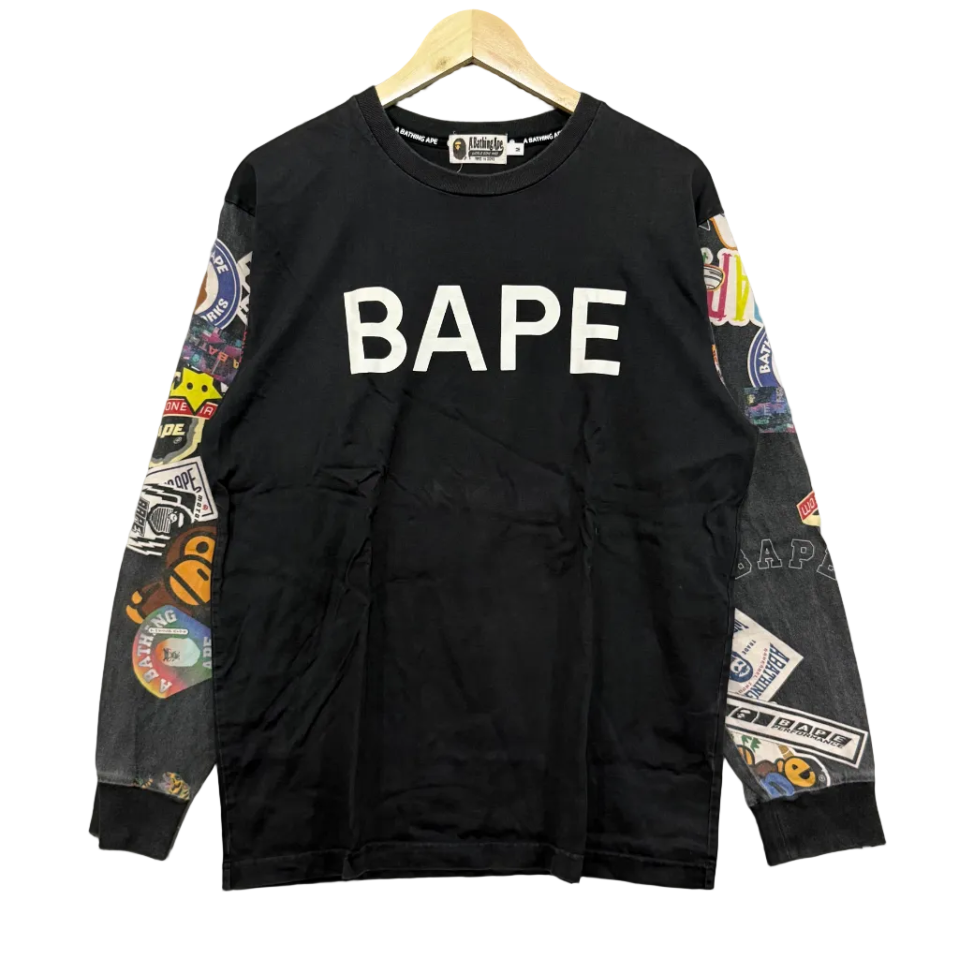 A Bathing Ape Multi Motif Longsleeve Tee - Size M