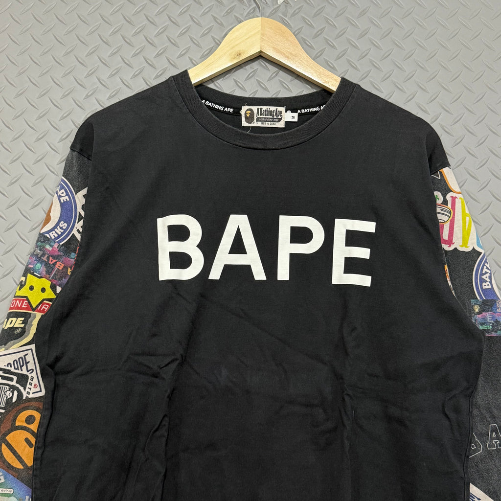 A Bathing Ape Multi Motif Longsleeve Tee - Size M