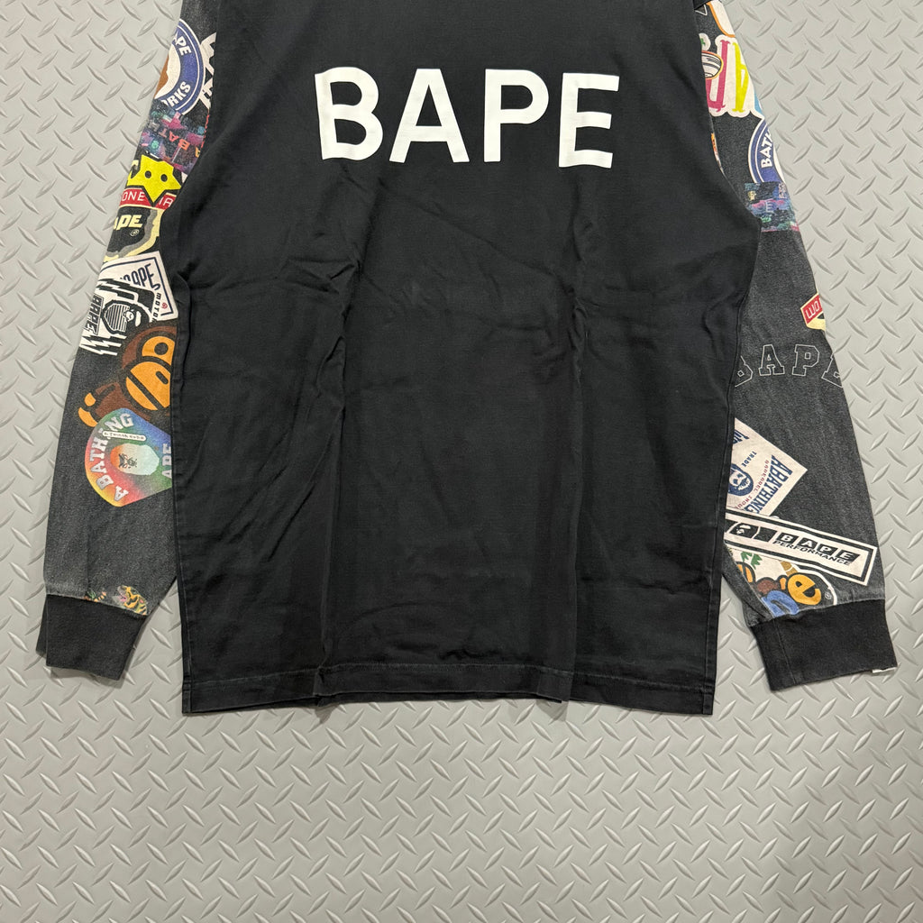 A Bathing Ape Multi Motif Longsleeve Tee - Size M