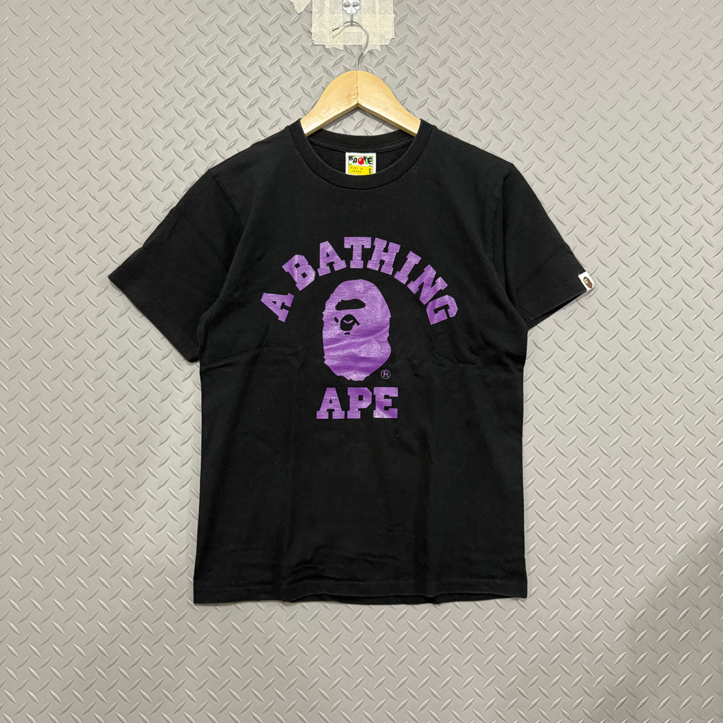 A Bathing Ape Purple College Logo Tee - Size S
