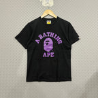 A Bathing Ape Purple College Logo Tee - Size S