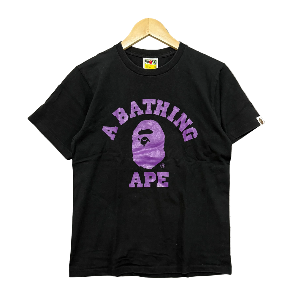 A Bathing Ape Purple College Logo Tee - Size S