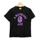 A Bathing Ape Purple College Logo Tee - Size S