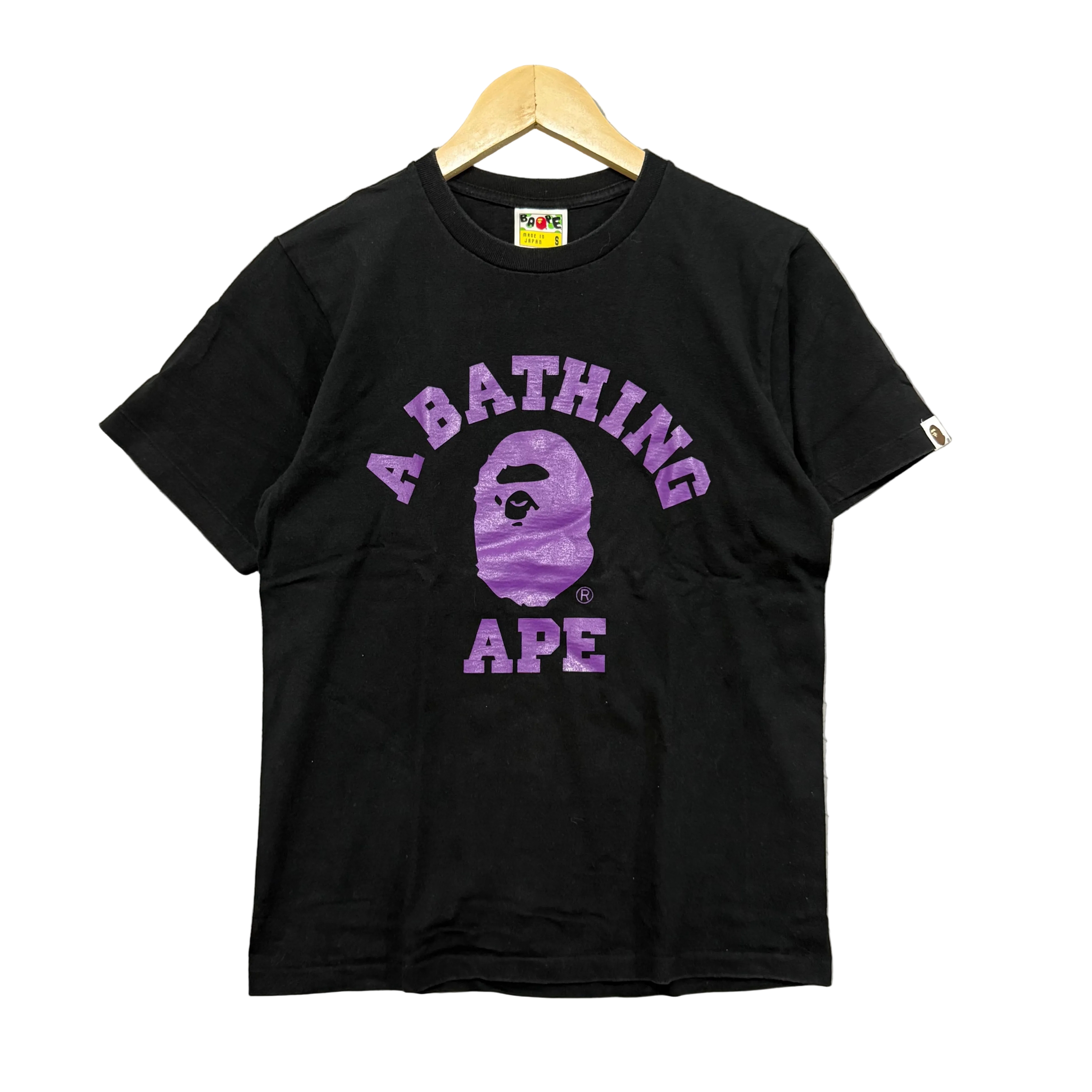 A Bathing Ape Purple College Logo Tee - Size S
