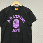 A Bathing Ape Purple College Logo Tee - Size S