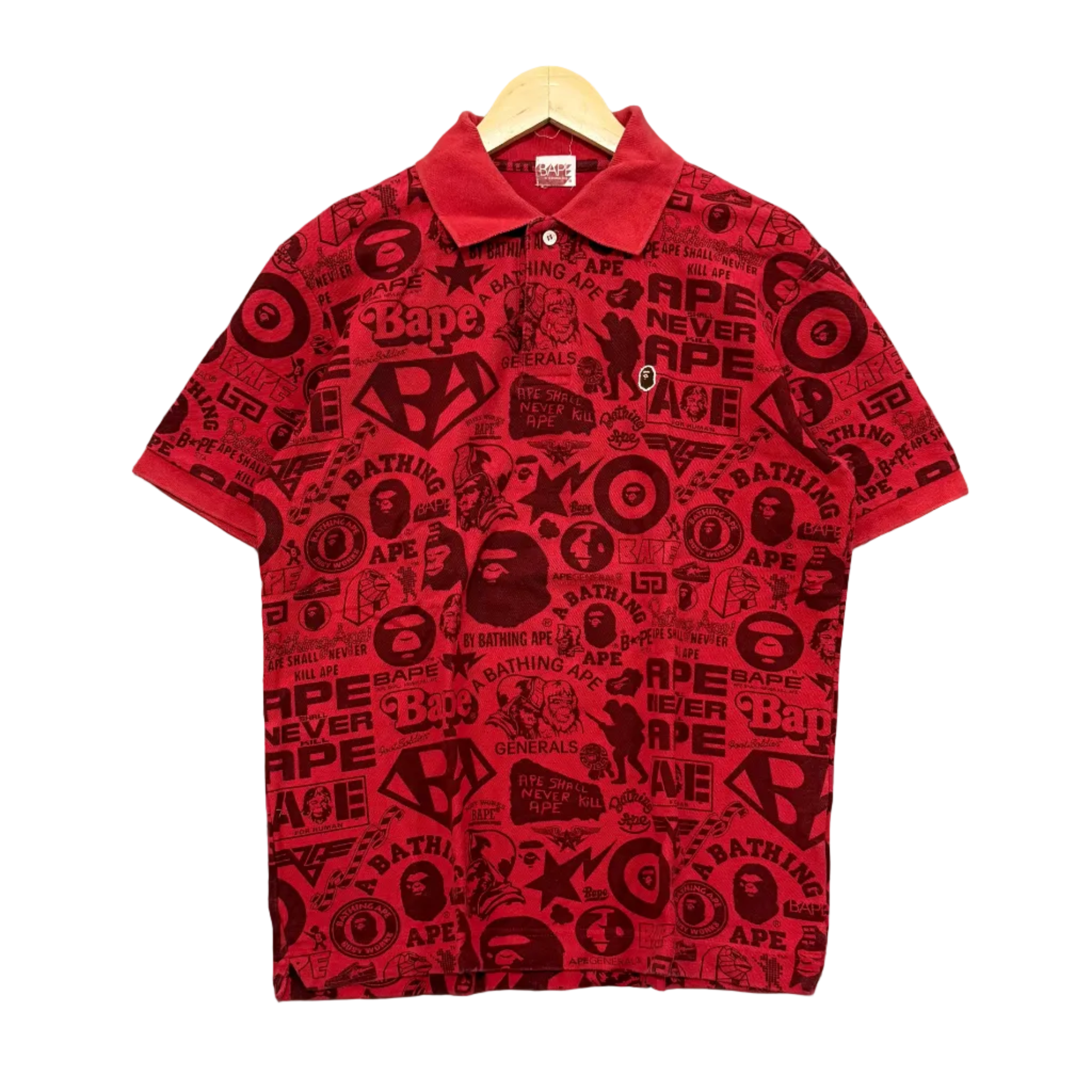 OG A Bathing Ape AOP Polo Shirt - Size L to XL