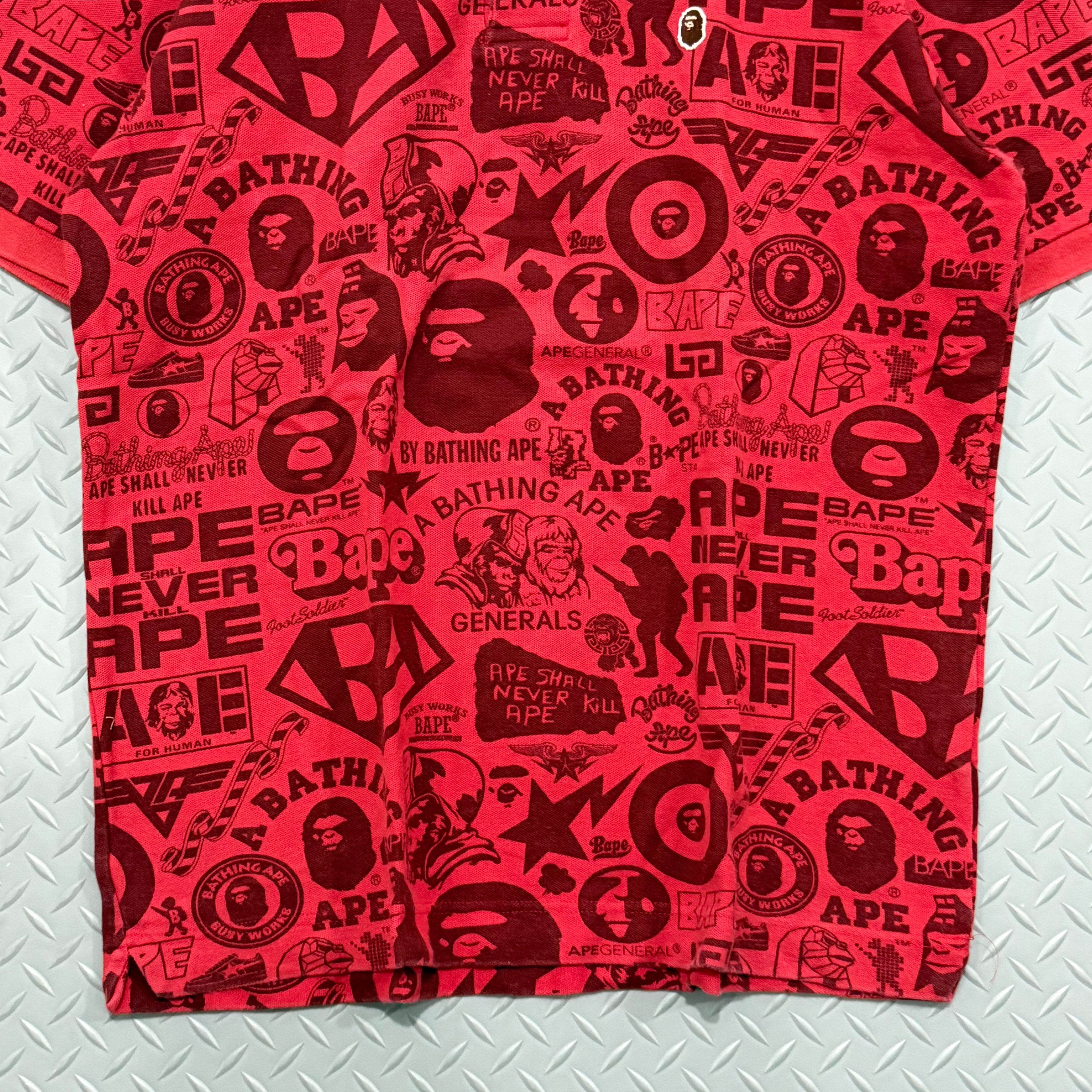 OG A Bathing Ape AOP Polo Shirt - Size L to XL