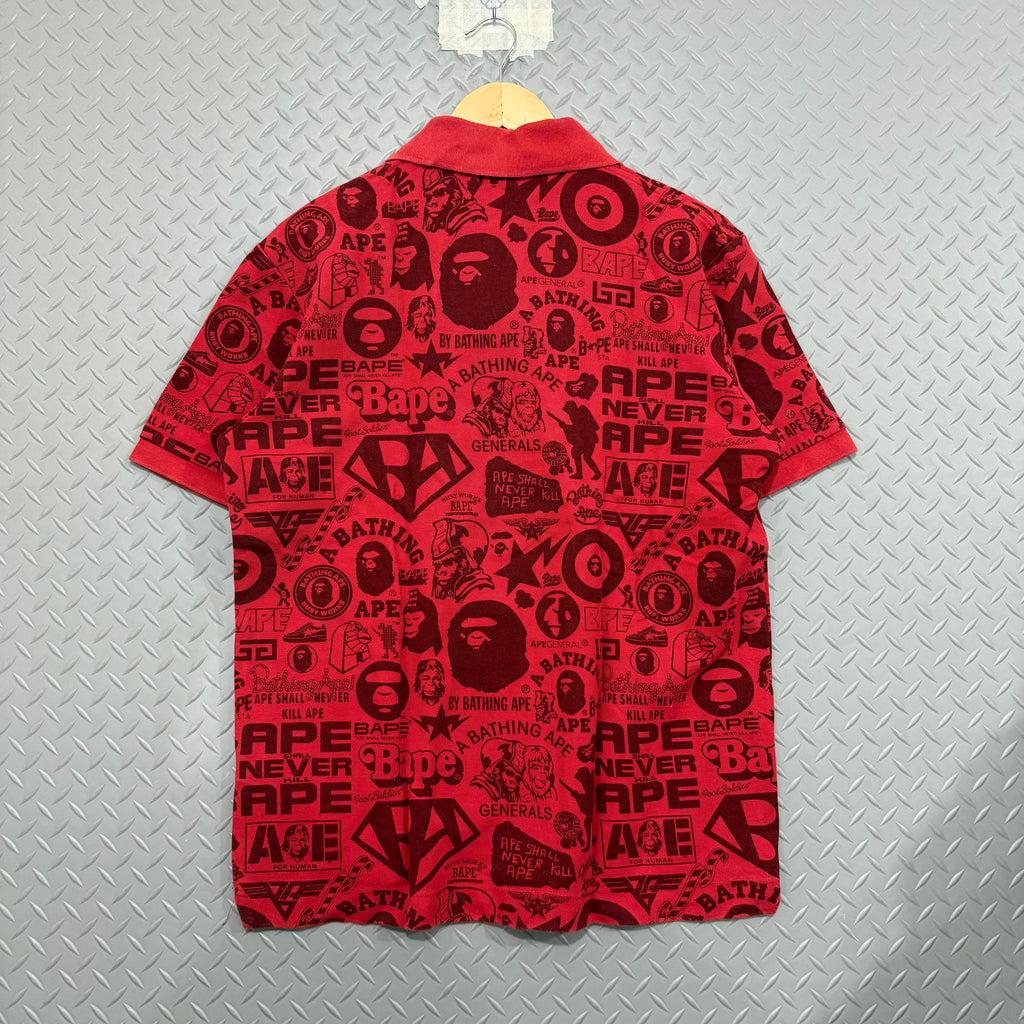 OG A Bathing Ape AOP Polo Shirt - Size L to XL