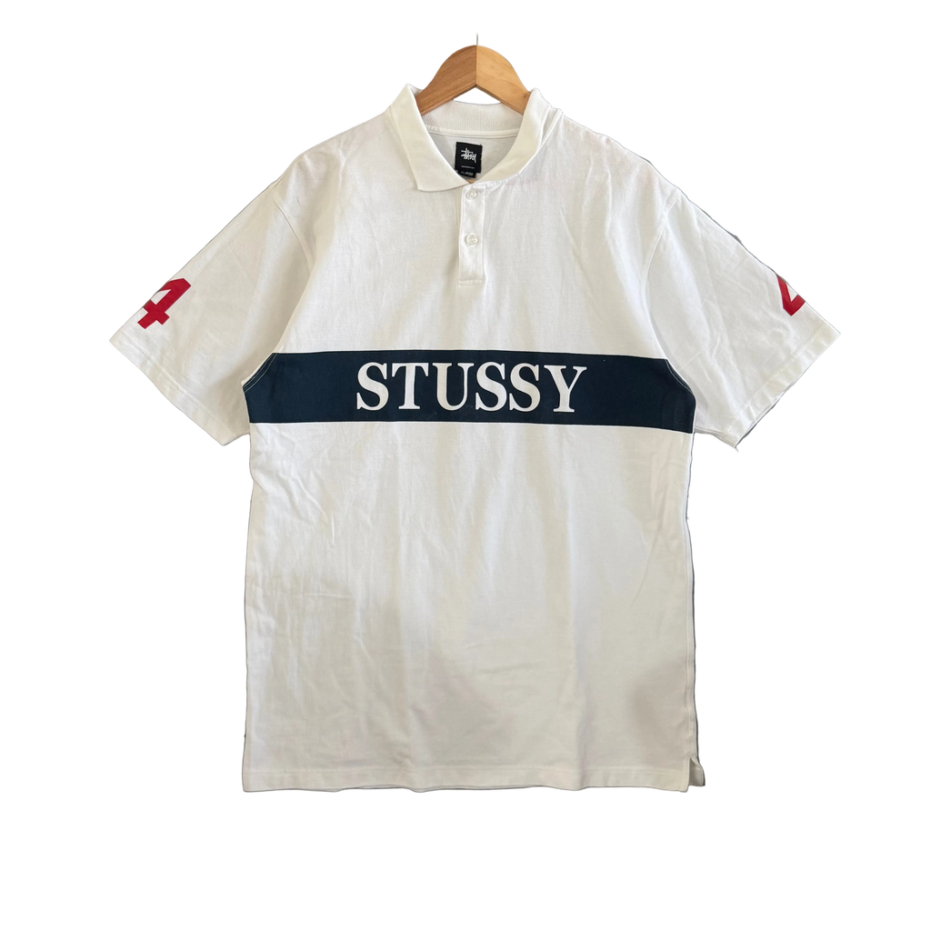 Stussy Center Logo Polo Shirt - Size XL