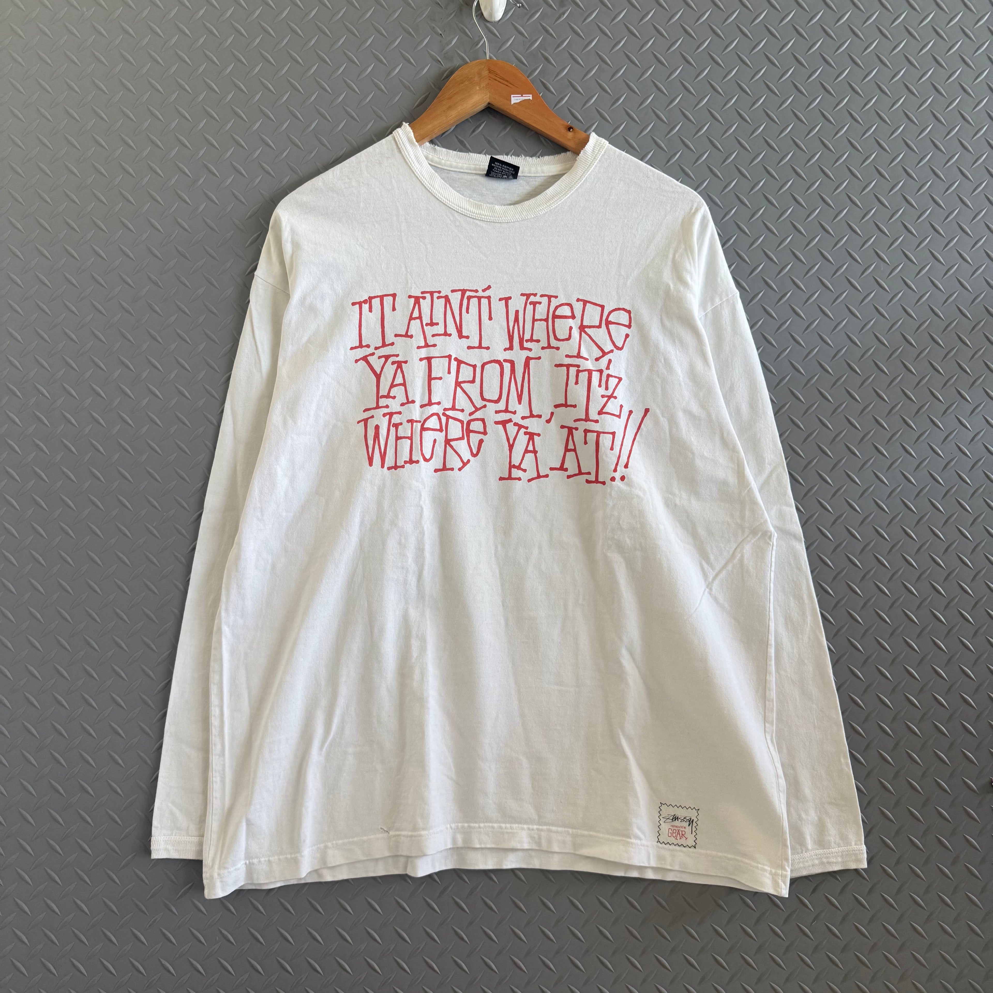 Stussy Distressed "It aint where ya from" Longsleeve Tee - Size XL