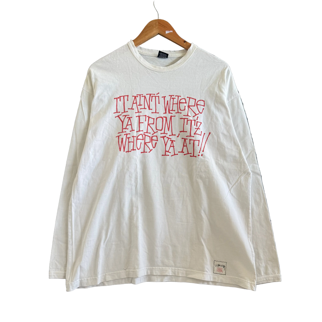 Stussy Distressed "It aint where ya from" Longsleeve Tee - Size XL