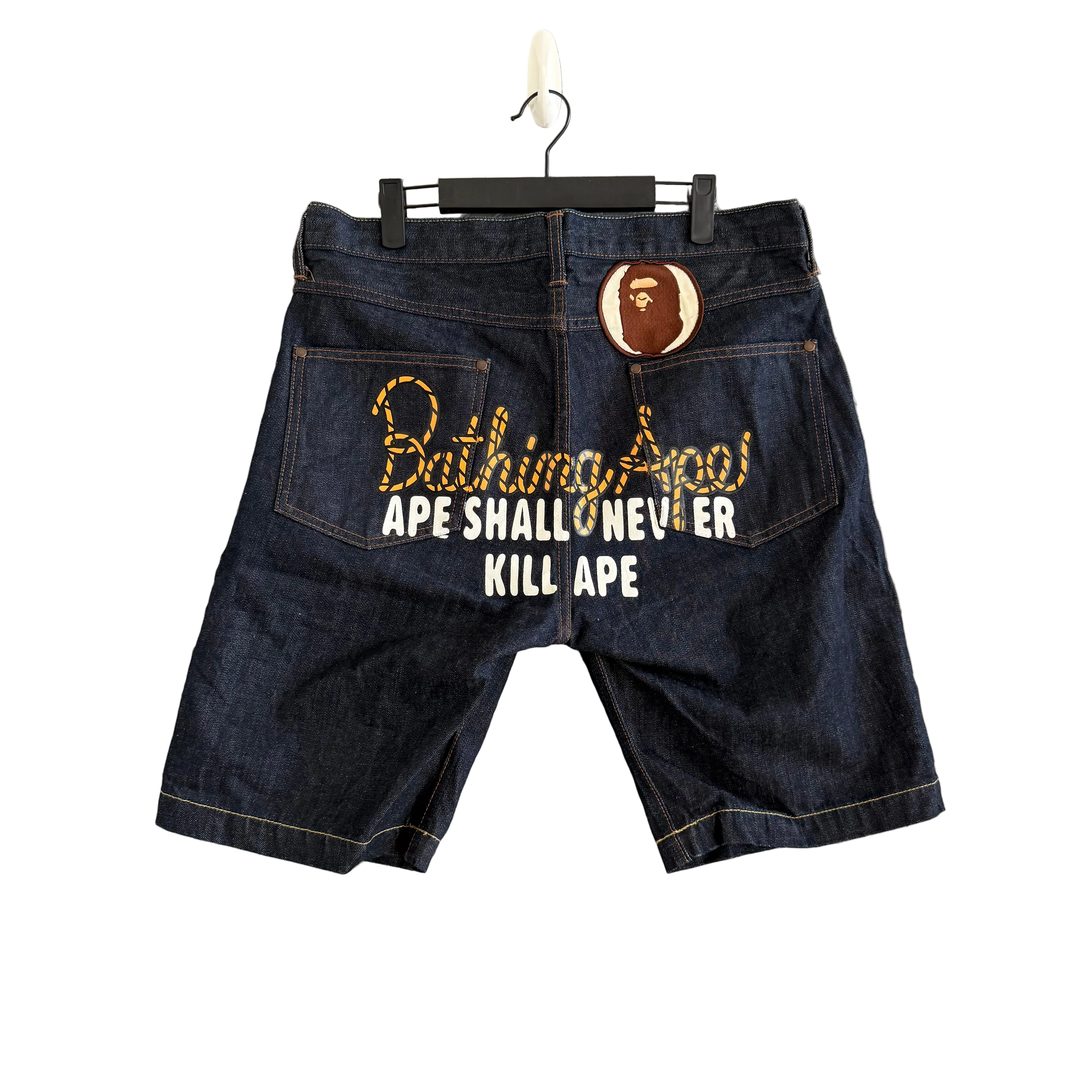 A Bathing Ape Embroidred Denim Shorts - Size M