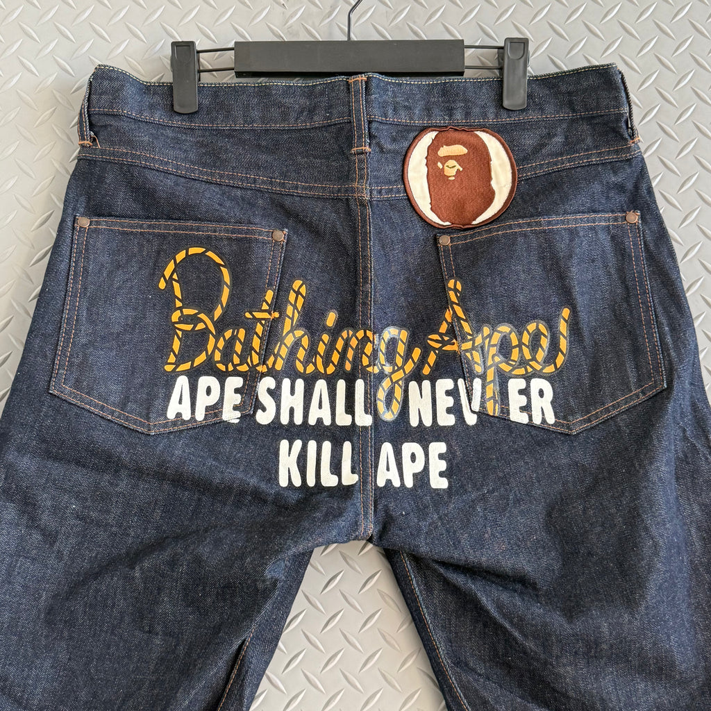 A Bathing Ape Embroidred Denim Shorts - Size M