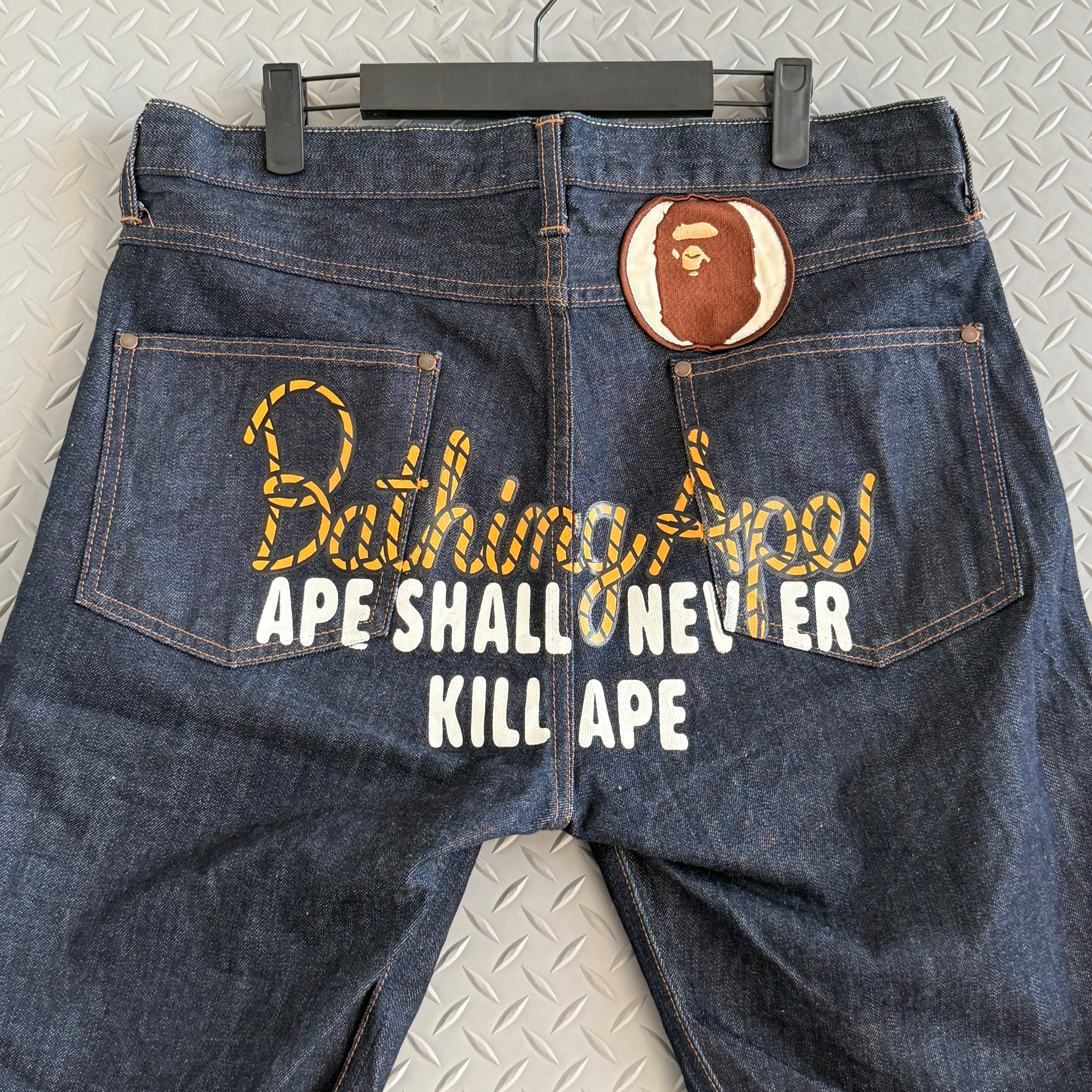 A Bathing Ape Embroidred Denim Shorts - Size M