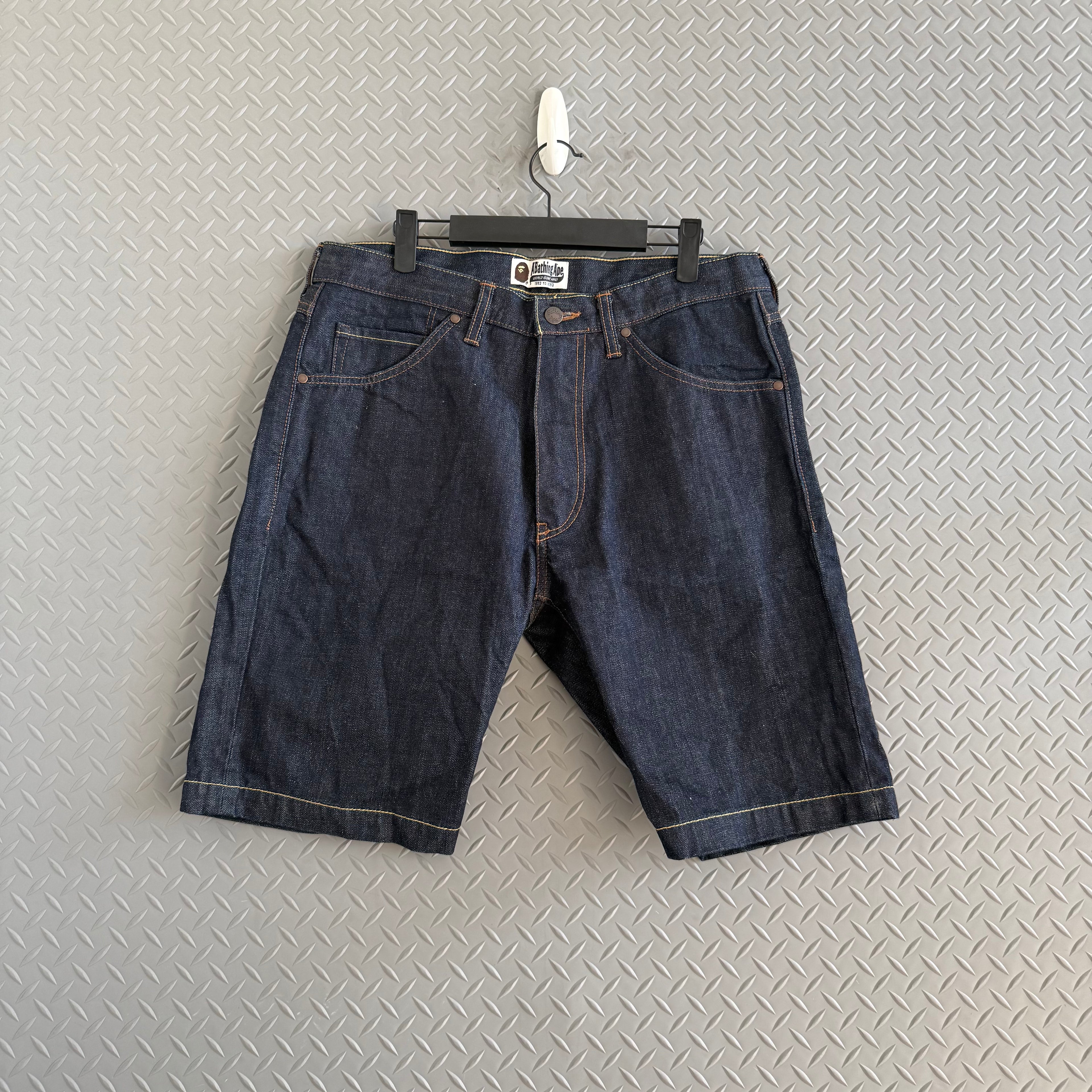 A Bathing Ape Embroidred Denim Shorts - Size M