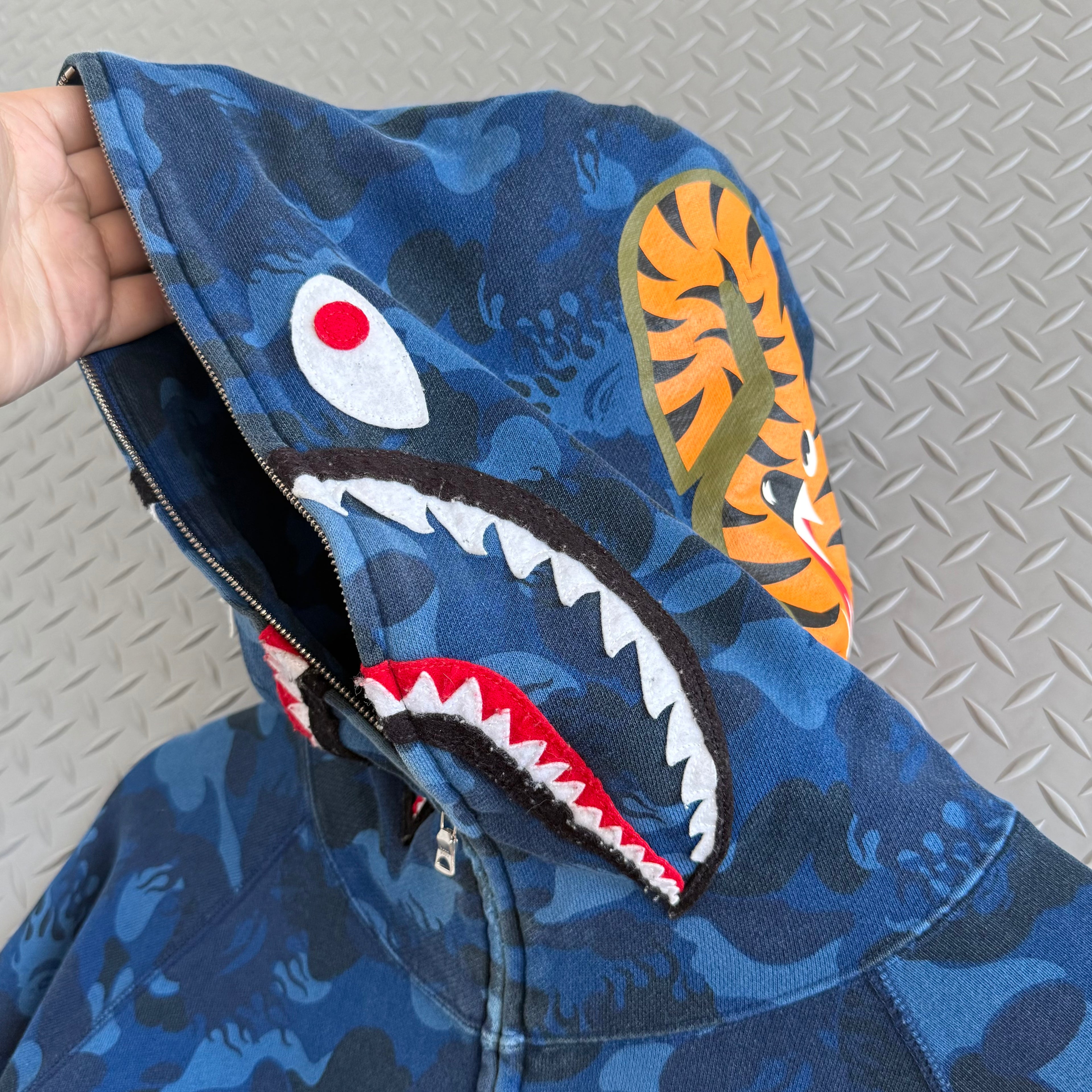 A Bathing Ape Shark Flame Hoodie - Size XL