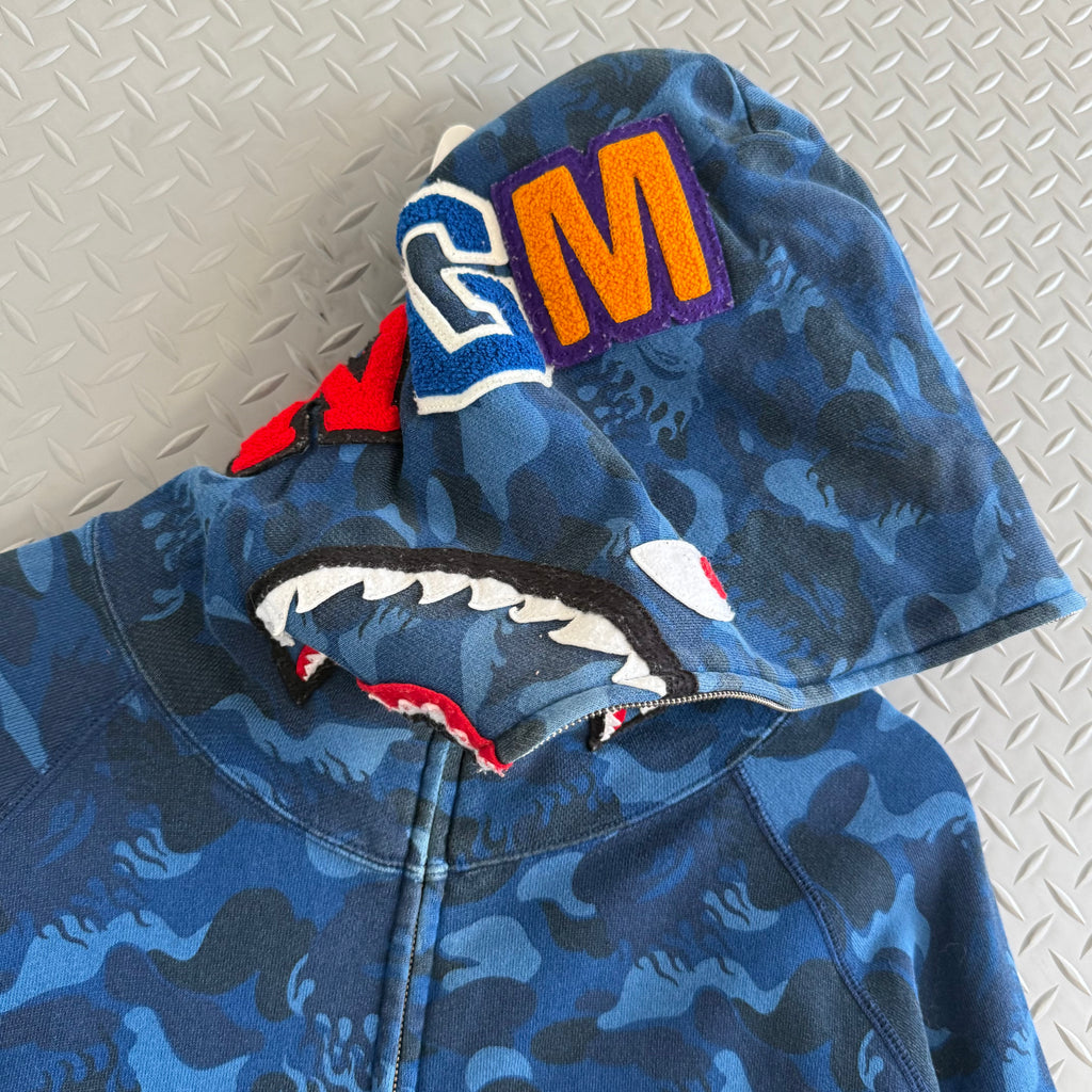 A Bathing Ape Shark Flame Hoodie - Size XL