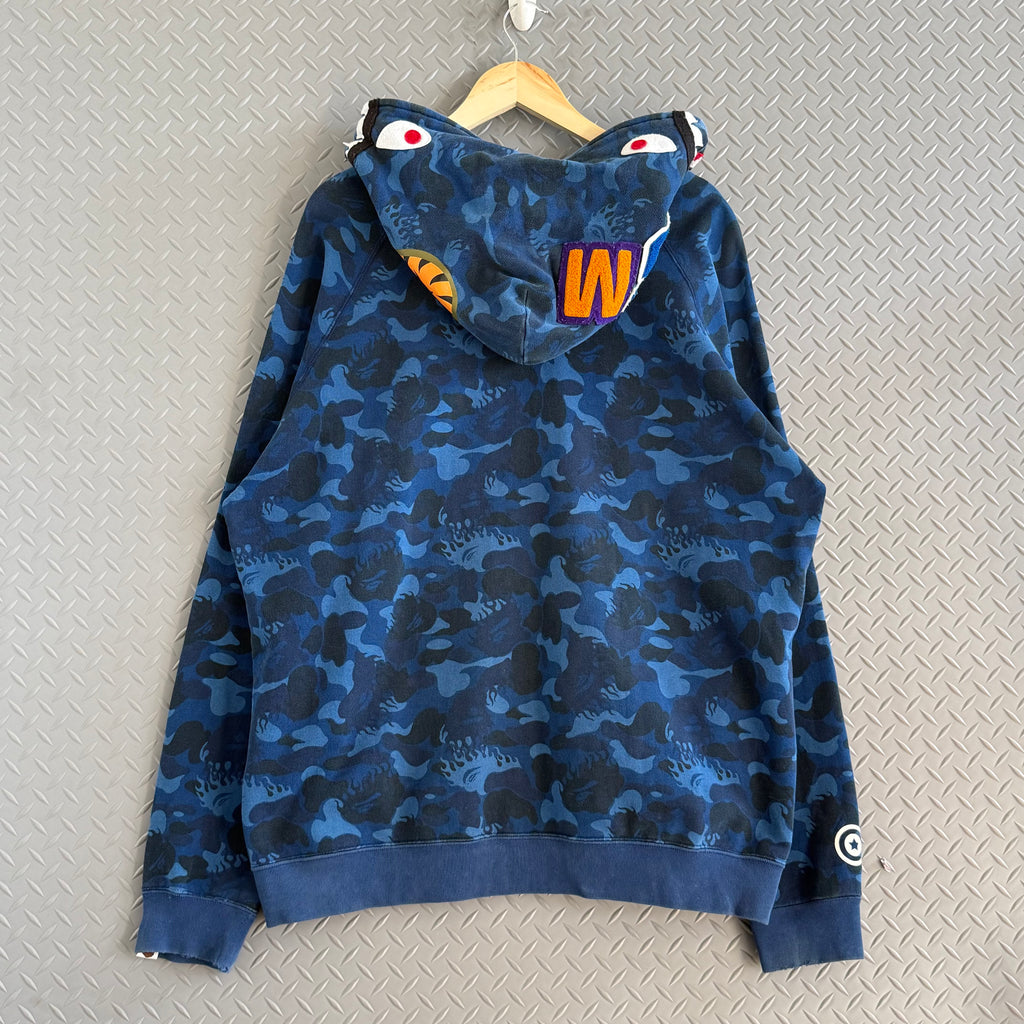 A Bathing Ape Shark Flame Hoodie - Size XL