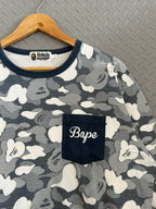 BAPE Stripe ABC Camo Relaxed Fit Pocket L/S Tee - Size L