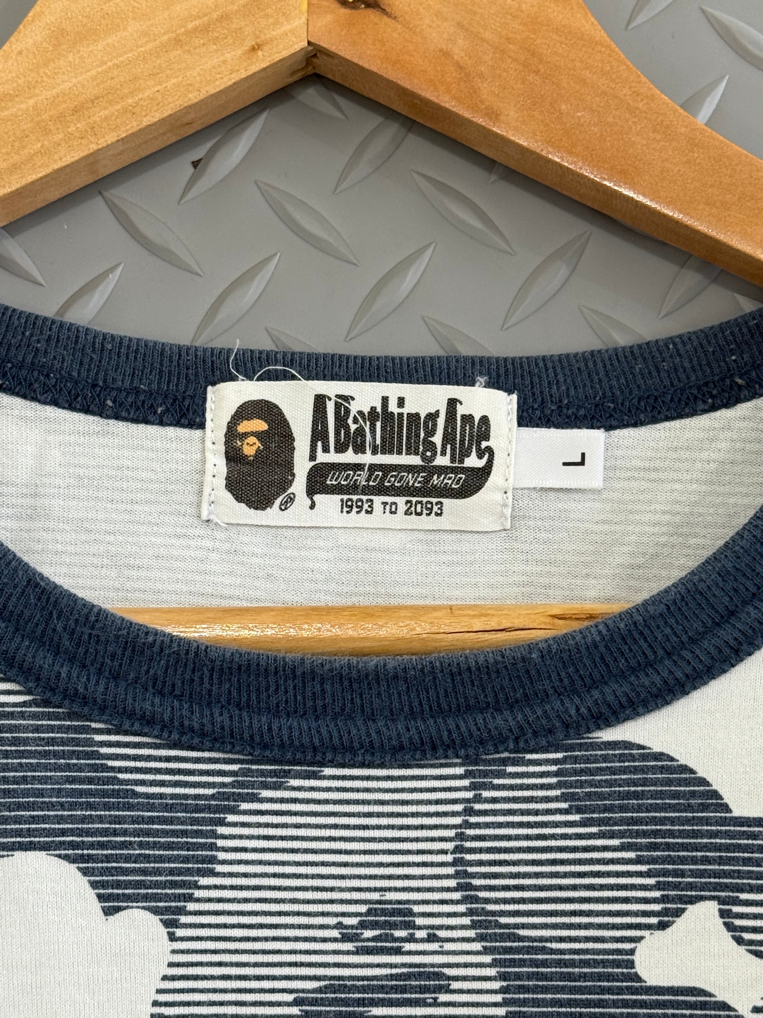 BAPE Stripe ABC Camo Relaxed Fit Pocket L/S Tee - Size L