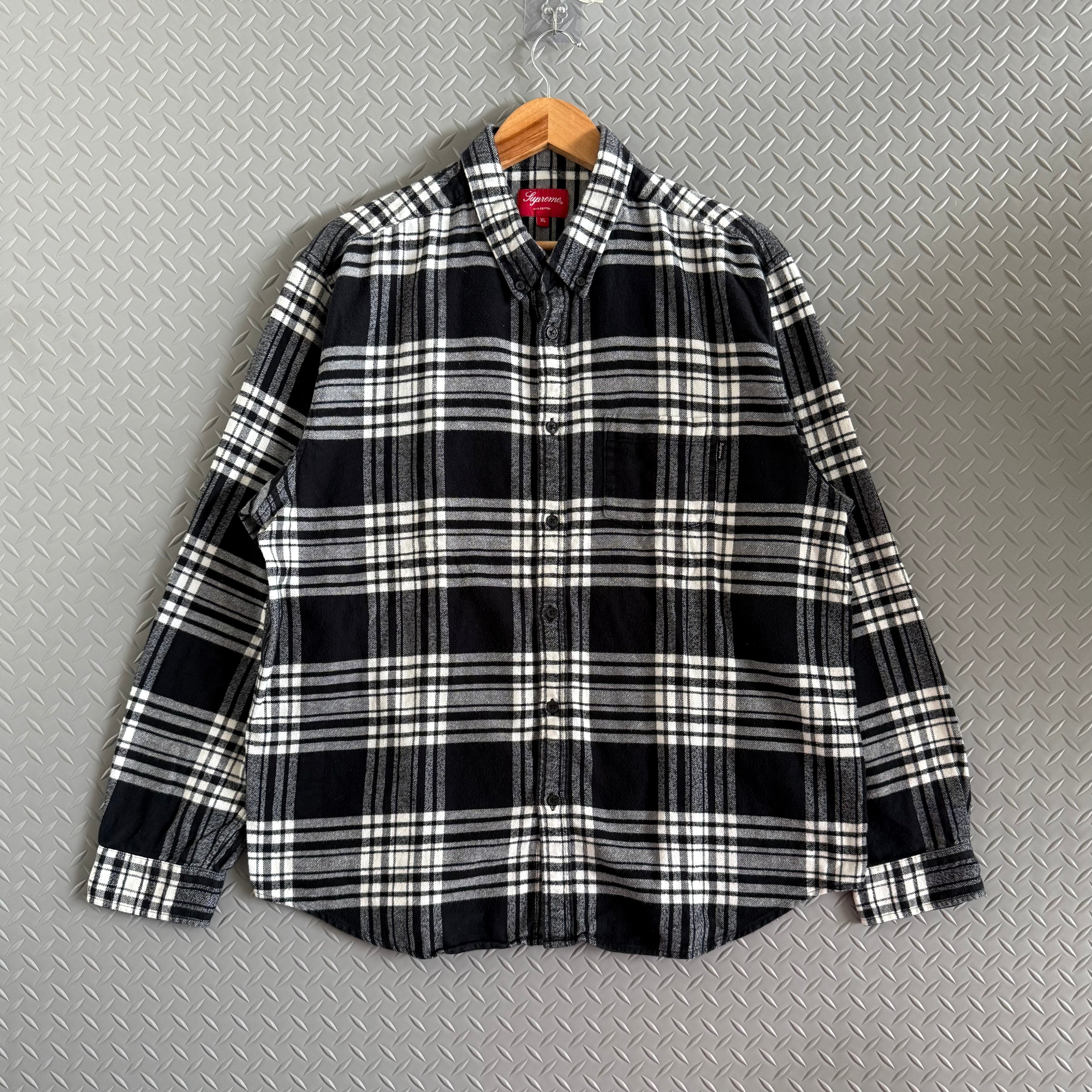 Supreme Black and White Flannel Shirt - Size XL