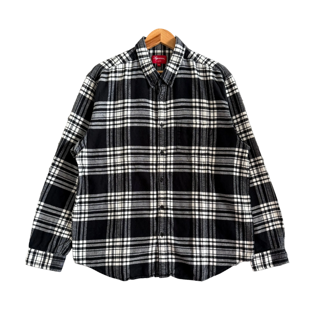 Supreme Black and White Flannel Shirt - Size XL
