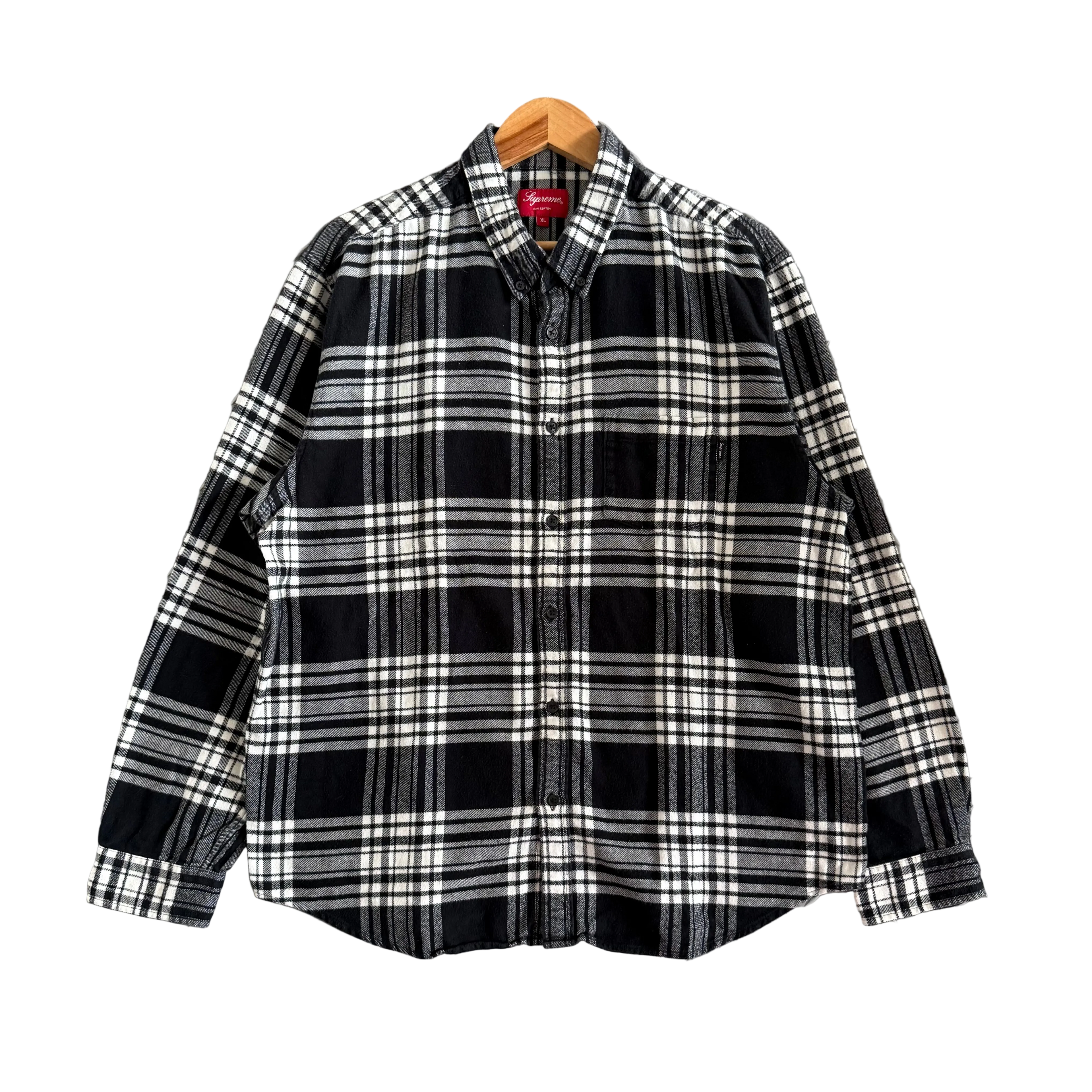 Supreme Black and White Flannel Shirt - Size XL