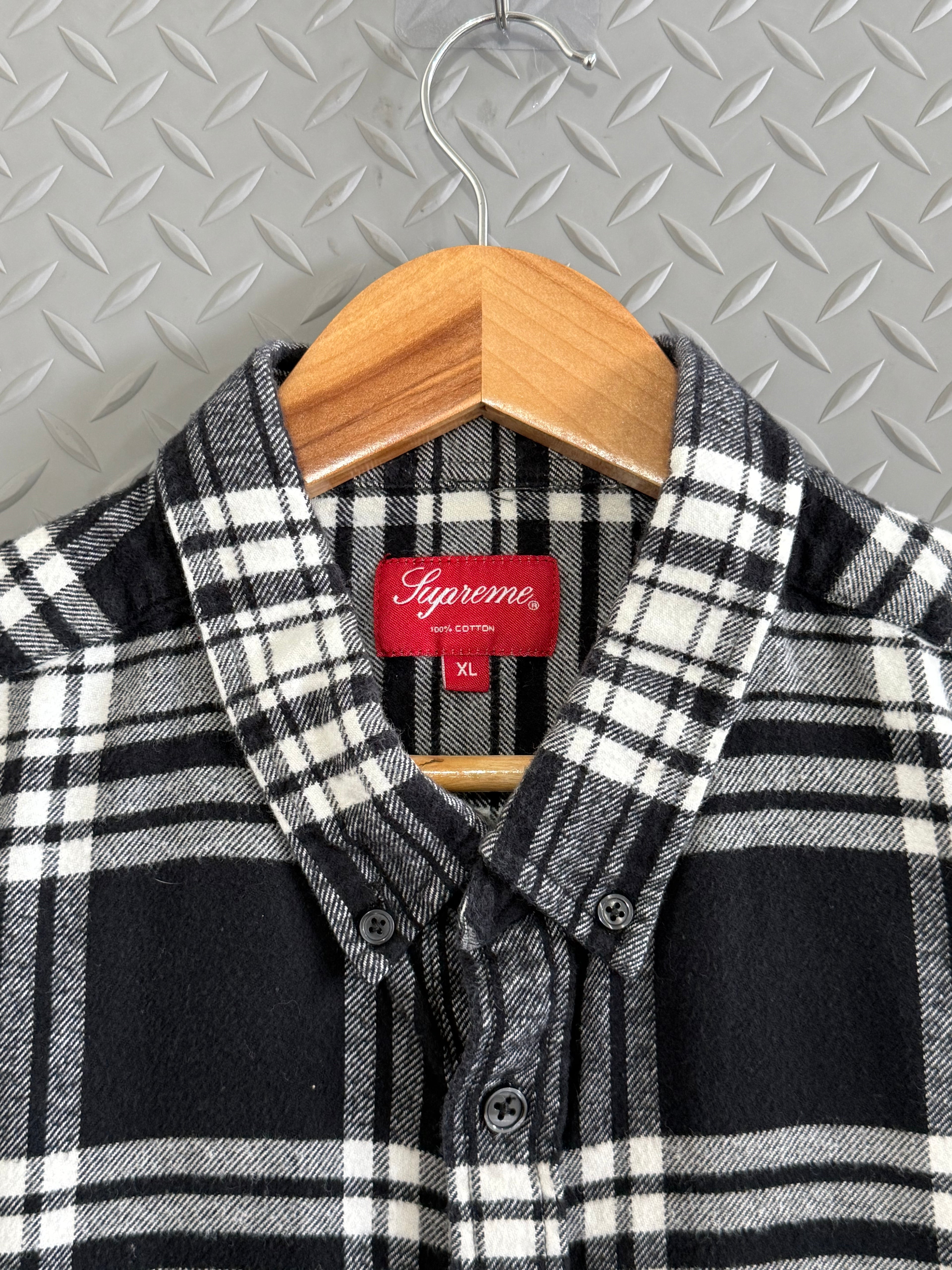 Supreme Black and White Flannel Shirt - Size XL