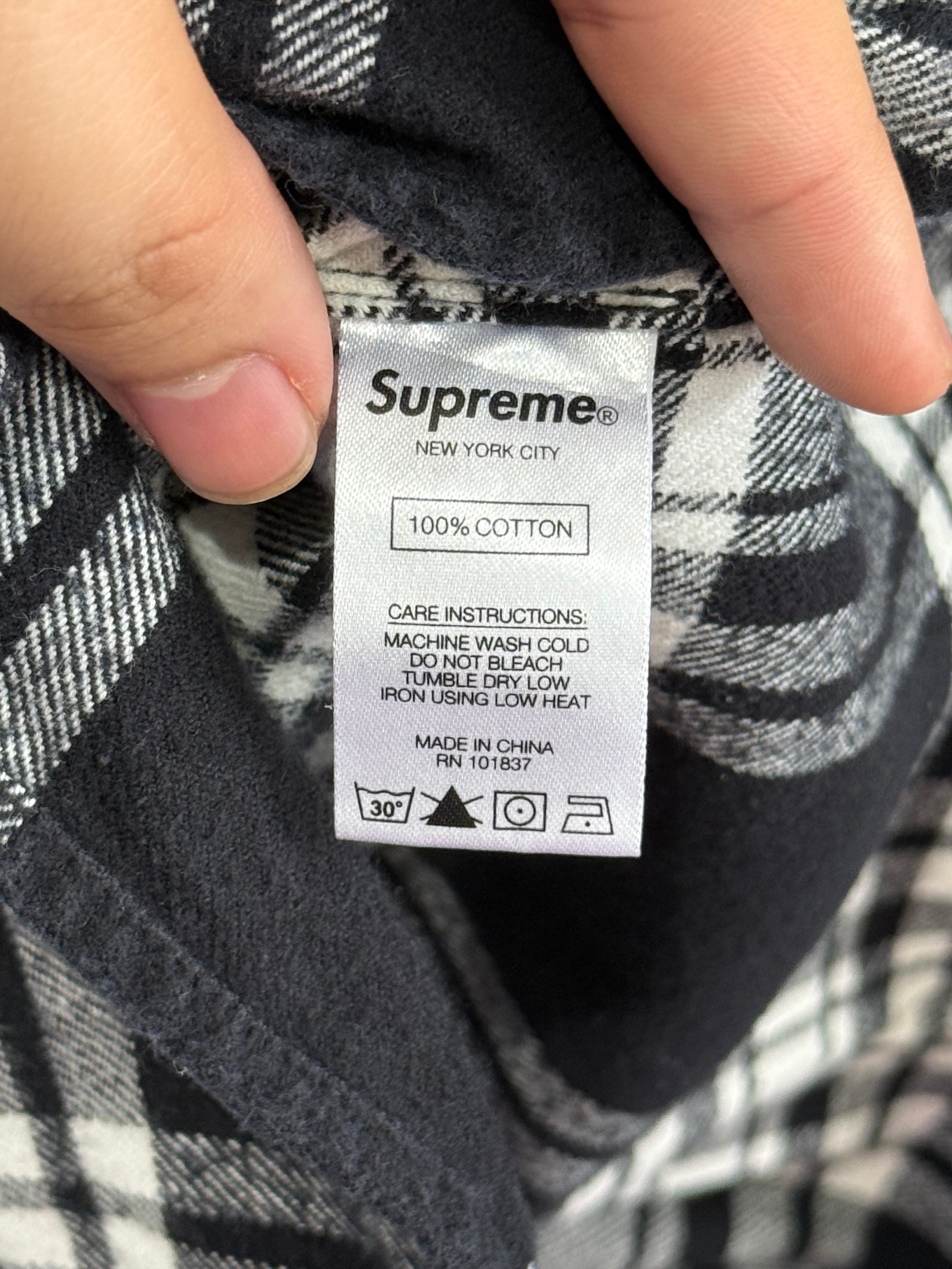 Supreme Black and White Flannel Shirt - Size XL