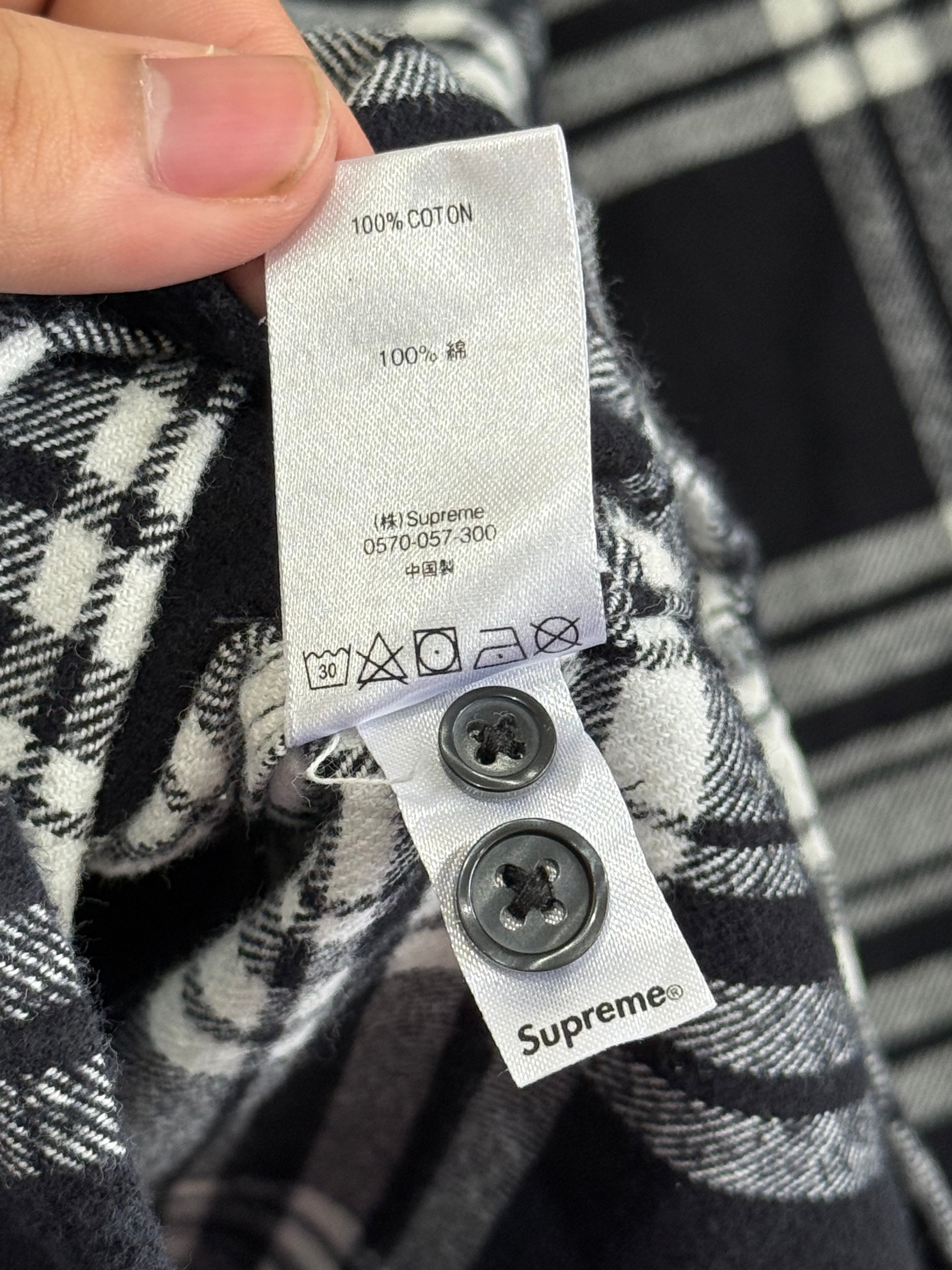 Supreme Black and White Flannel Shirt - Size XL