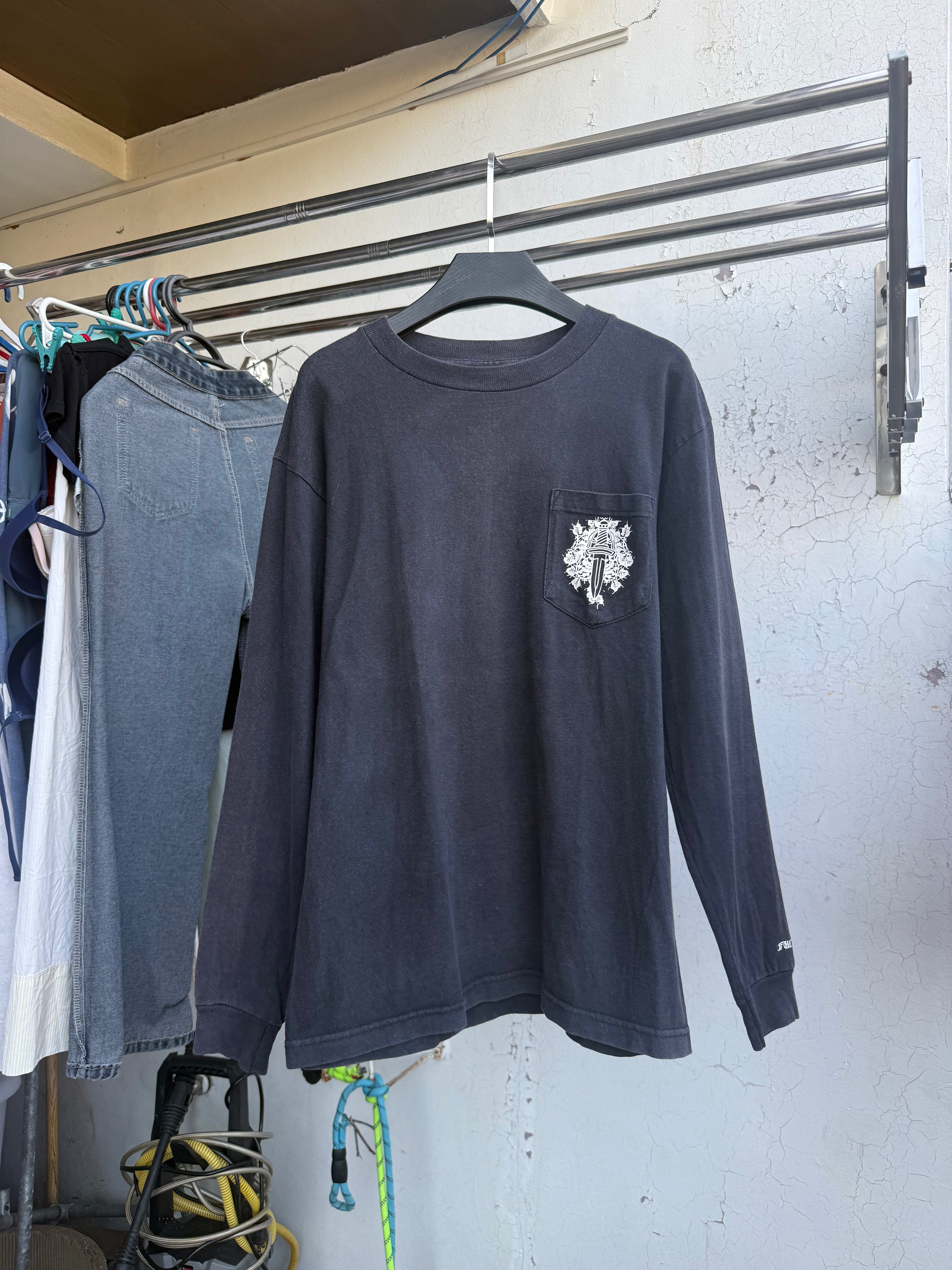 VTG Chrome Hearts Floral Longsleeve Pocket Tee - Size M