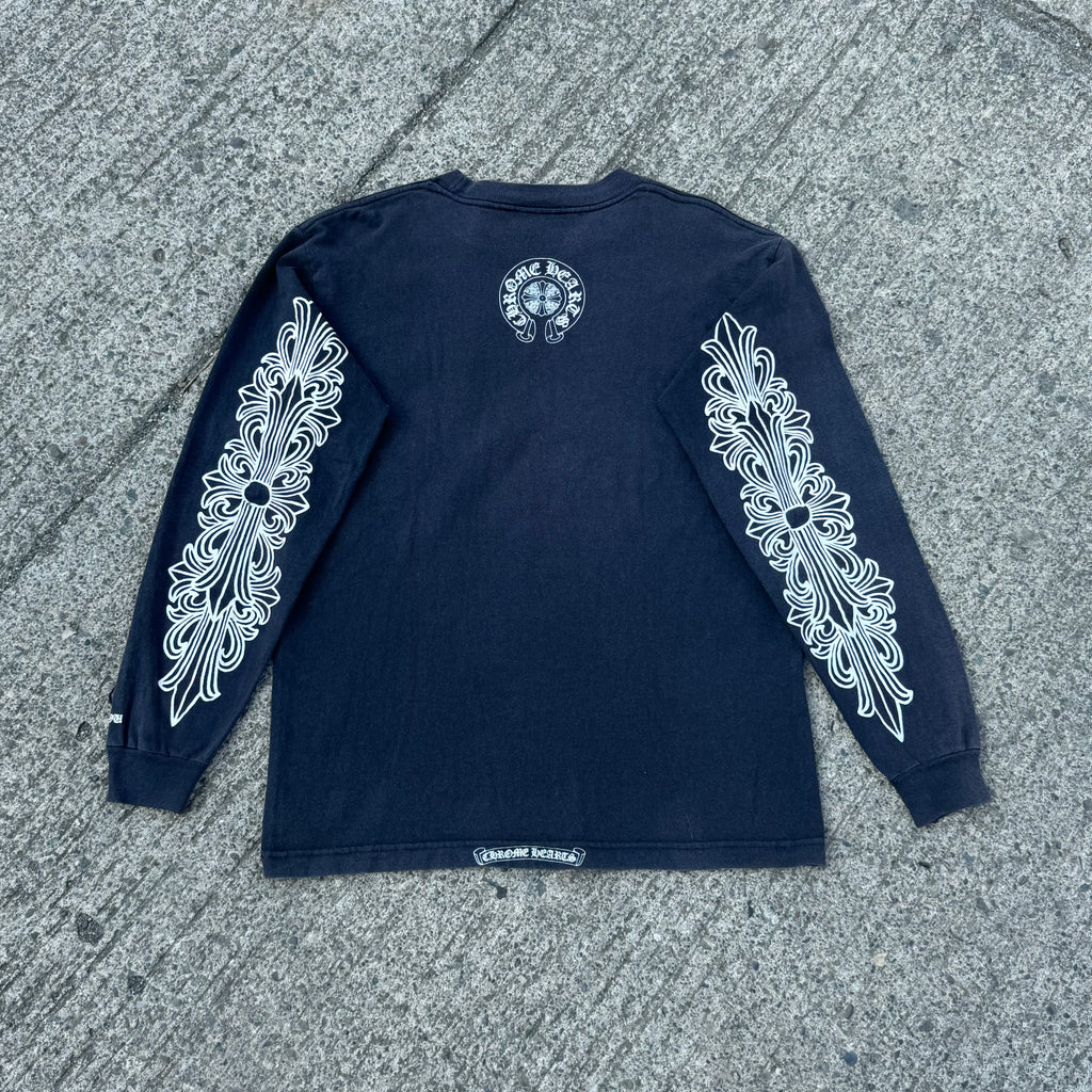 VTG Chrome Hearts Floral Longsleeve Pocket Tee - Size M